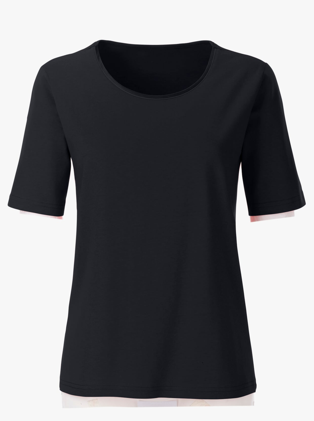 Tričko s okrúhlym výstrihom - čierna