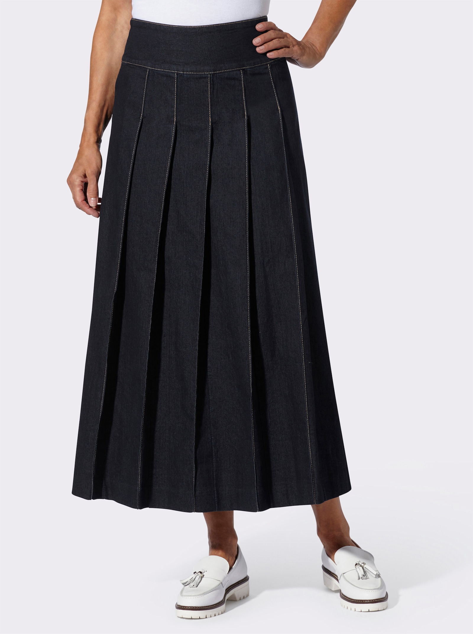 Džínová sukně dílového střihu - tmavěmodrá