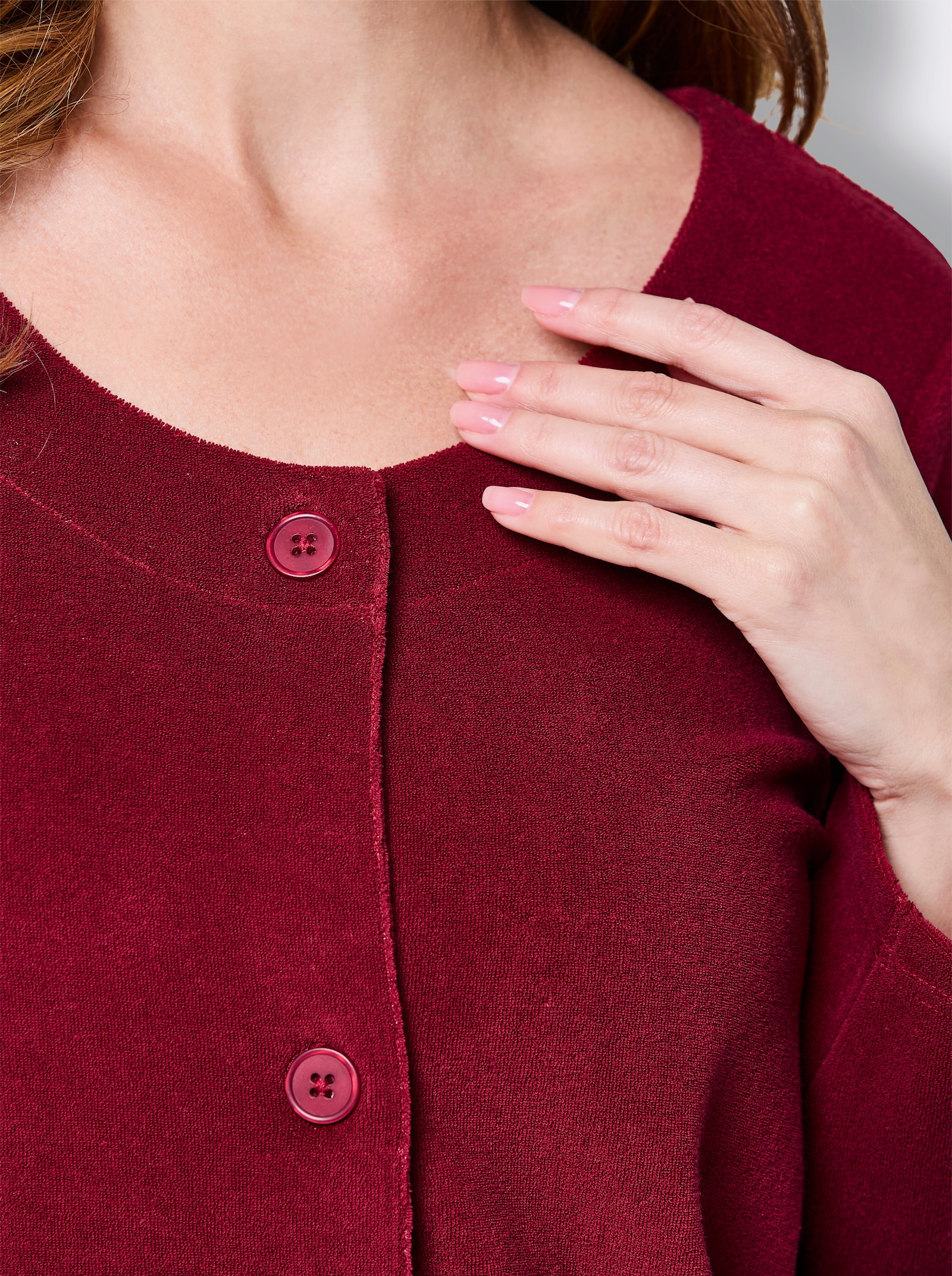 feel good Bademantel zum Knöpfen - dunkelrot