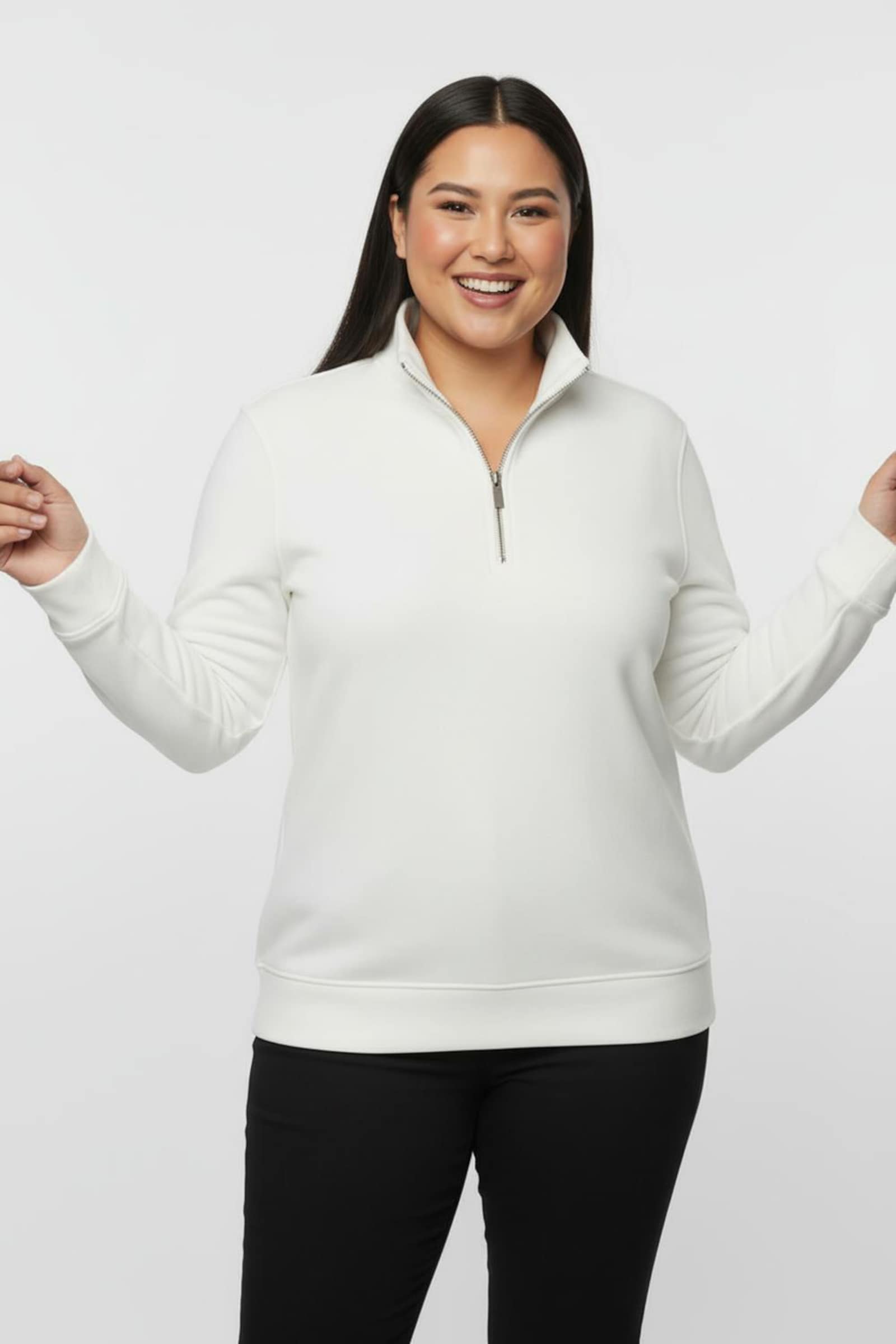 Troyer mit kurzem Reißverschluss - ecru