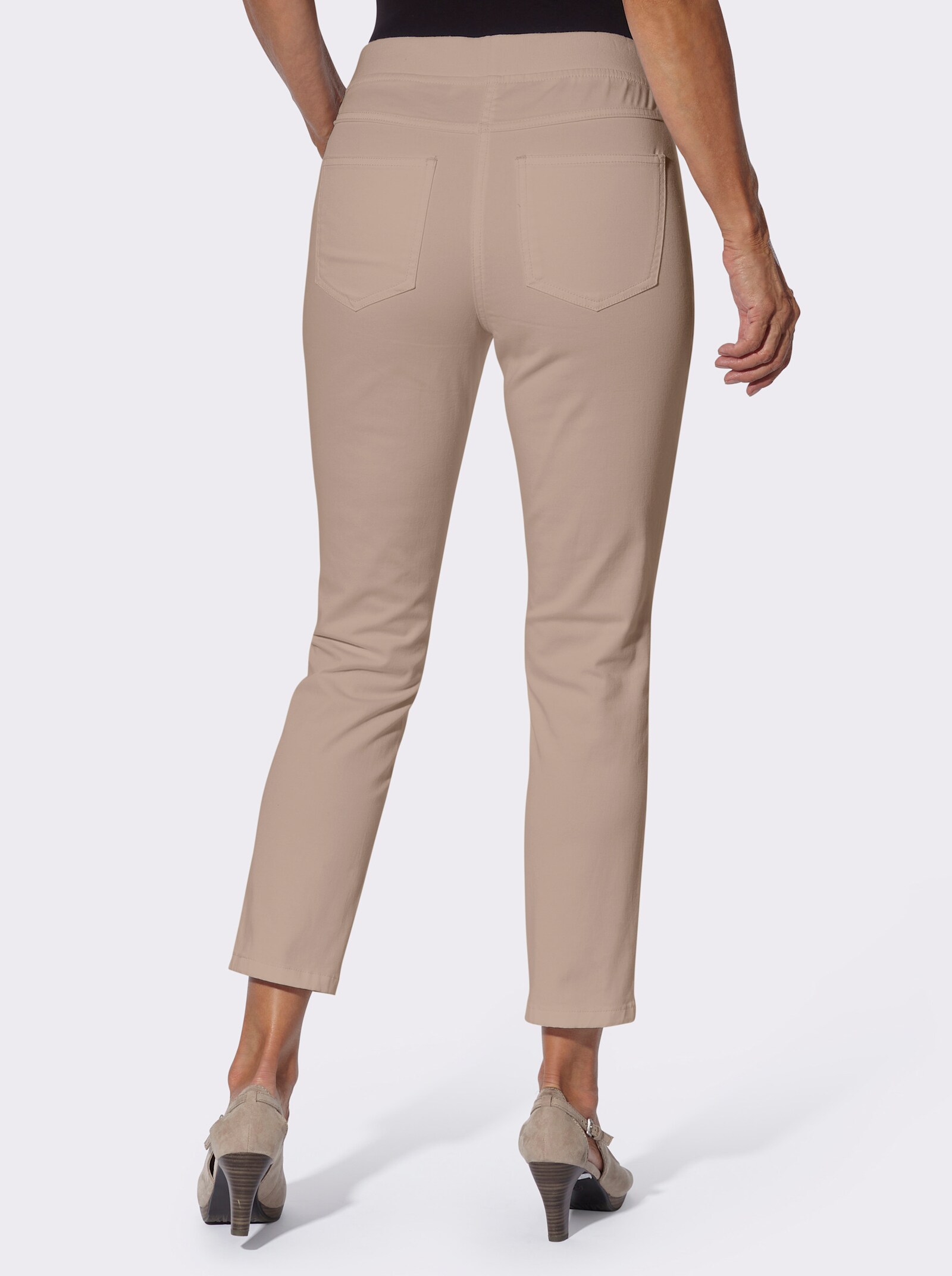 Schlupfjeans mit Stretch-Bund - sesam
