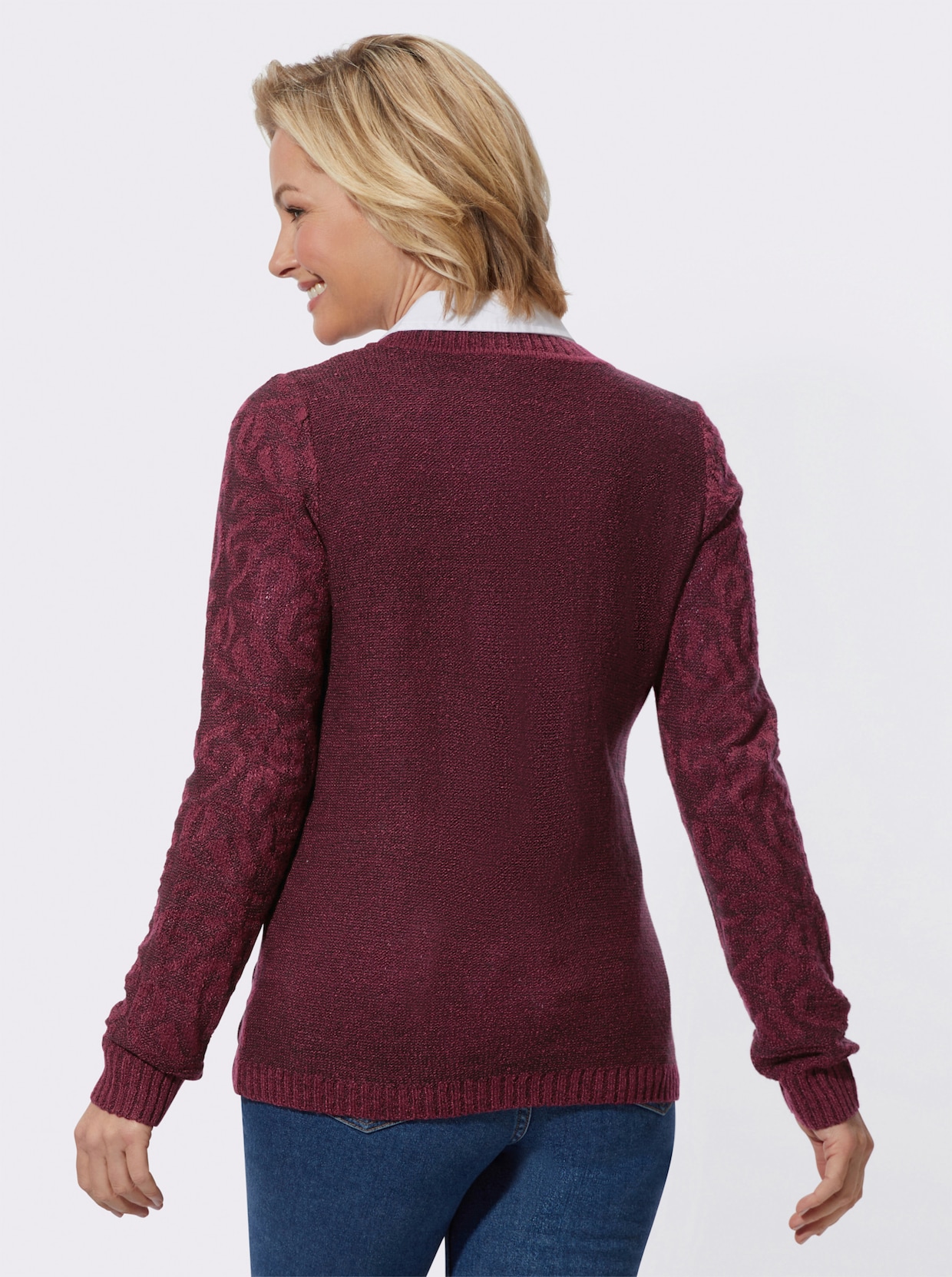 Strickjacke - bordeaux-meliert