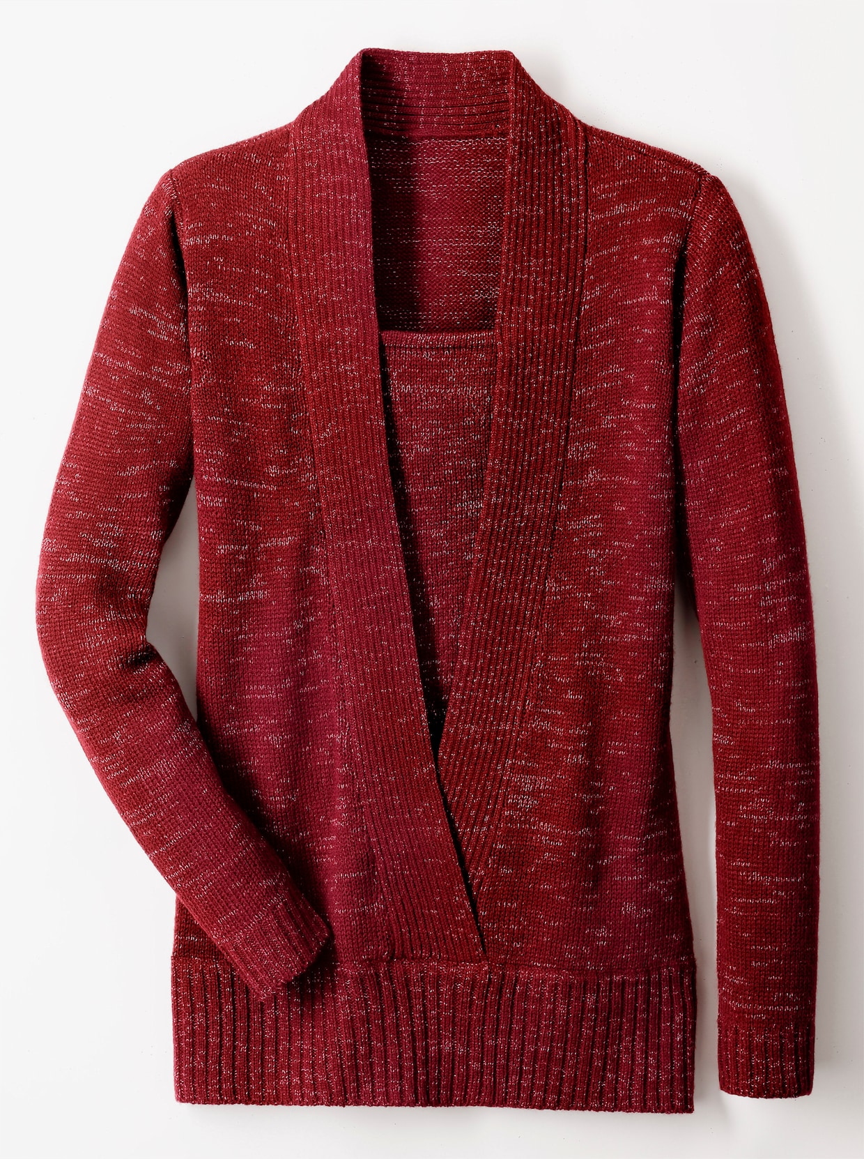 2-in-1-Pullover - rot-meliert
