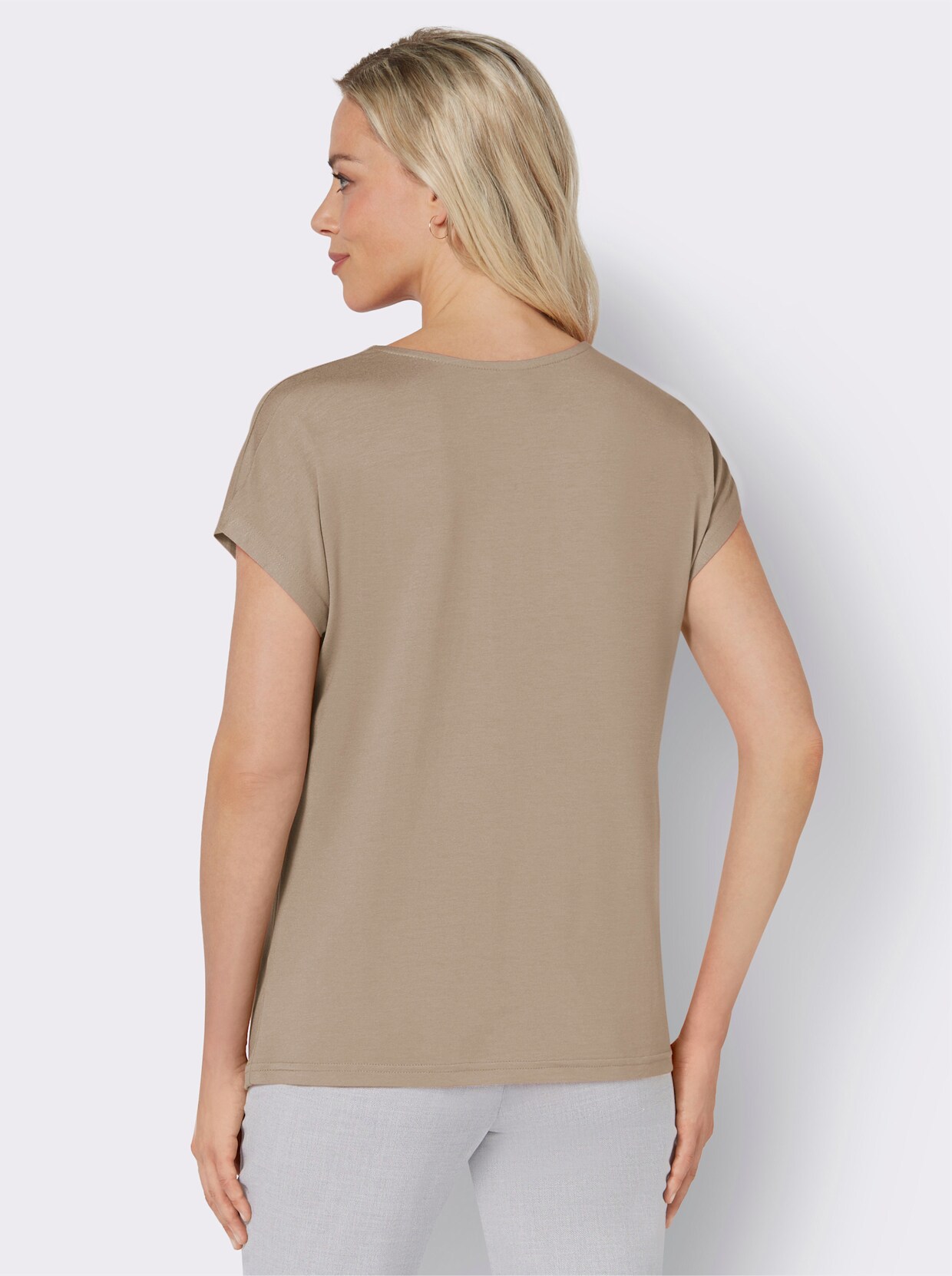 Shirt met cascadehals - beige