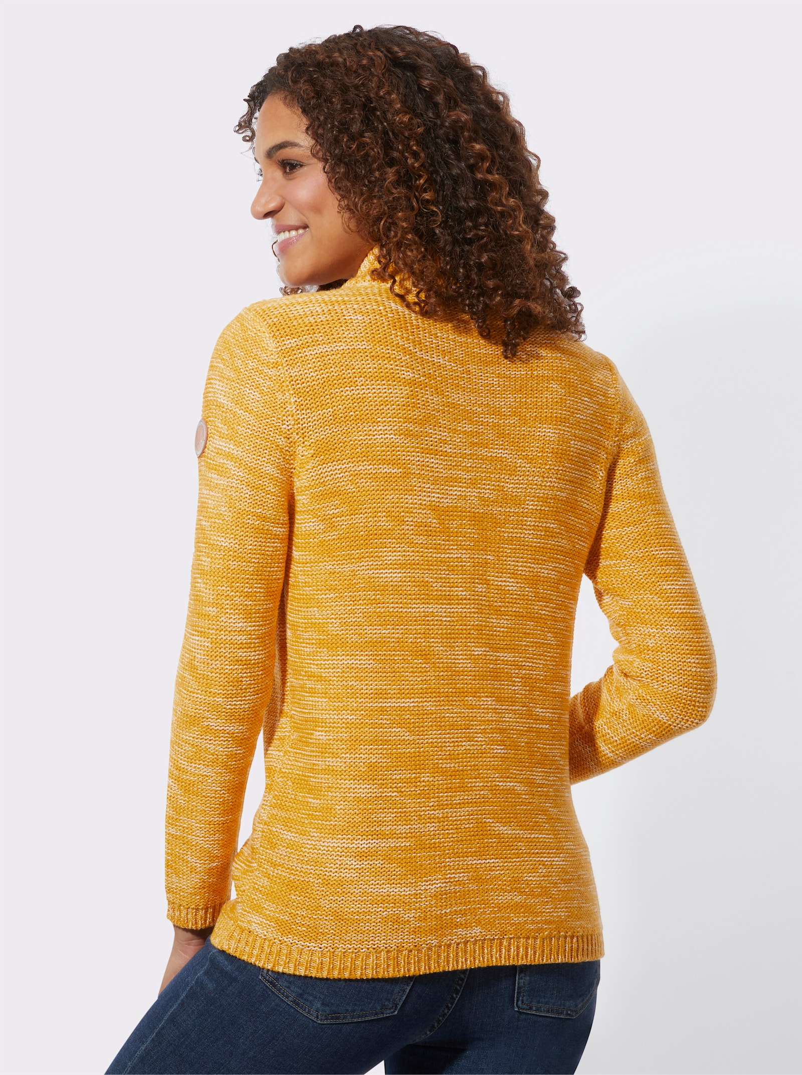 Troyer mit gerippten Abschlüssen - ocker-meliert