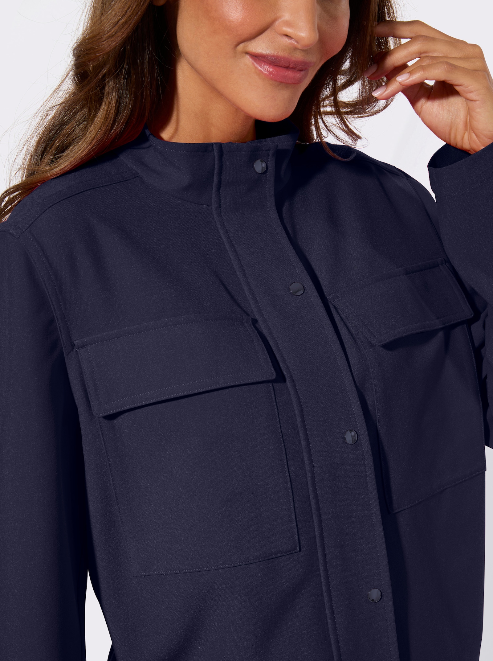 Blouson-Blazer mit verdecktem Reißverschluss - marine