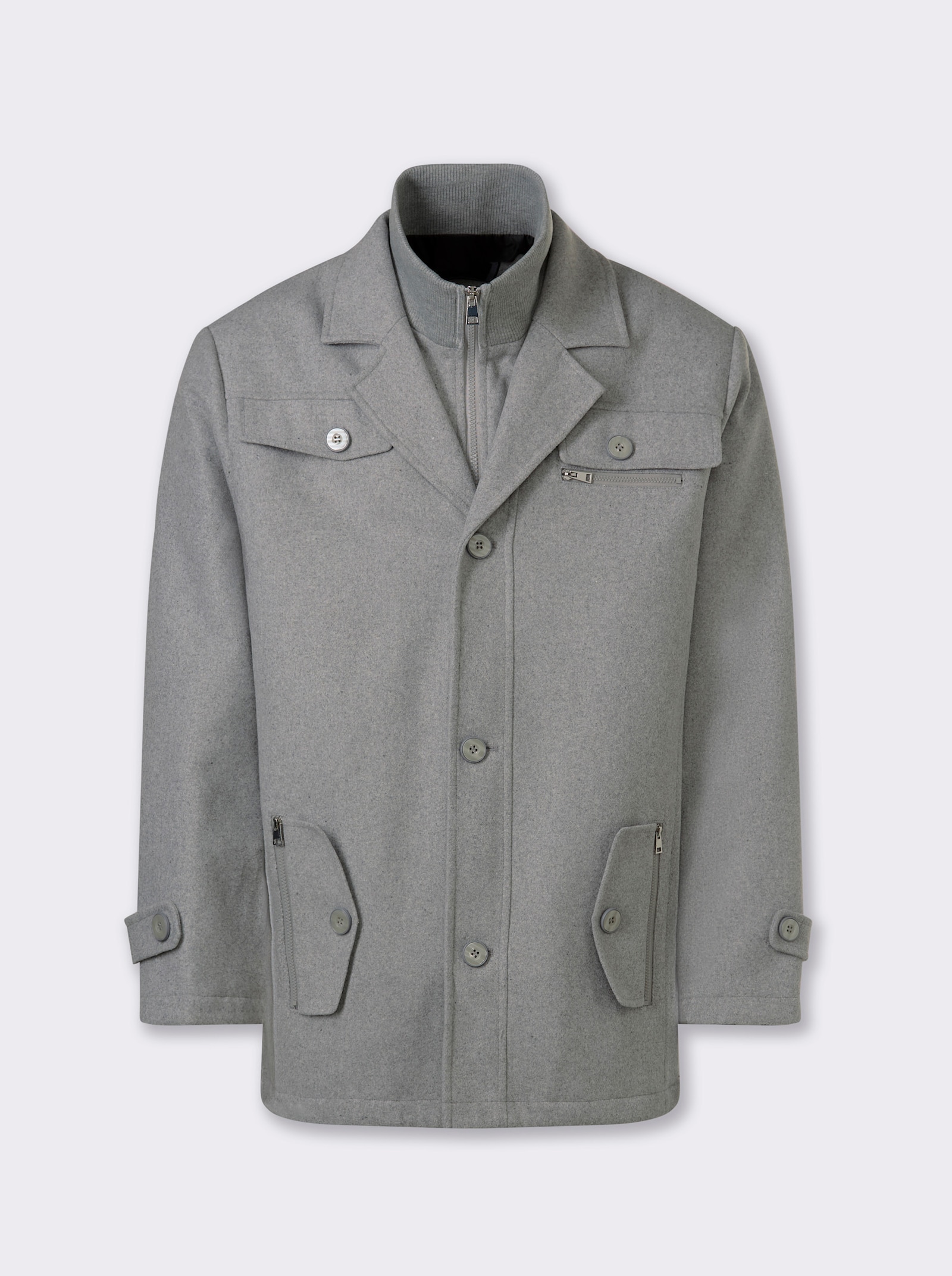 Marco Donati Longjacke in Woll-Optik - steingrau-meliert