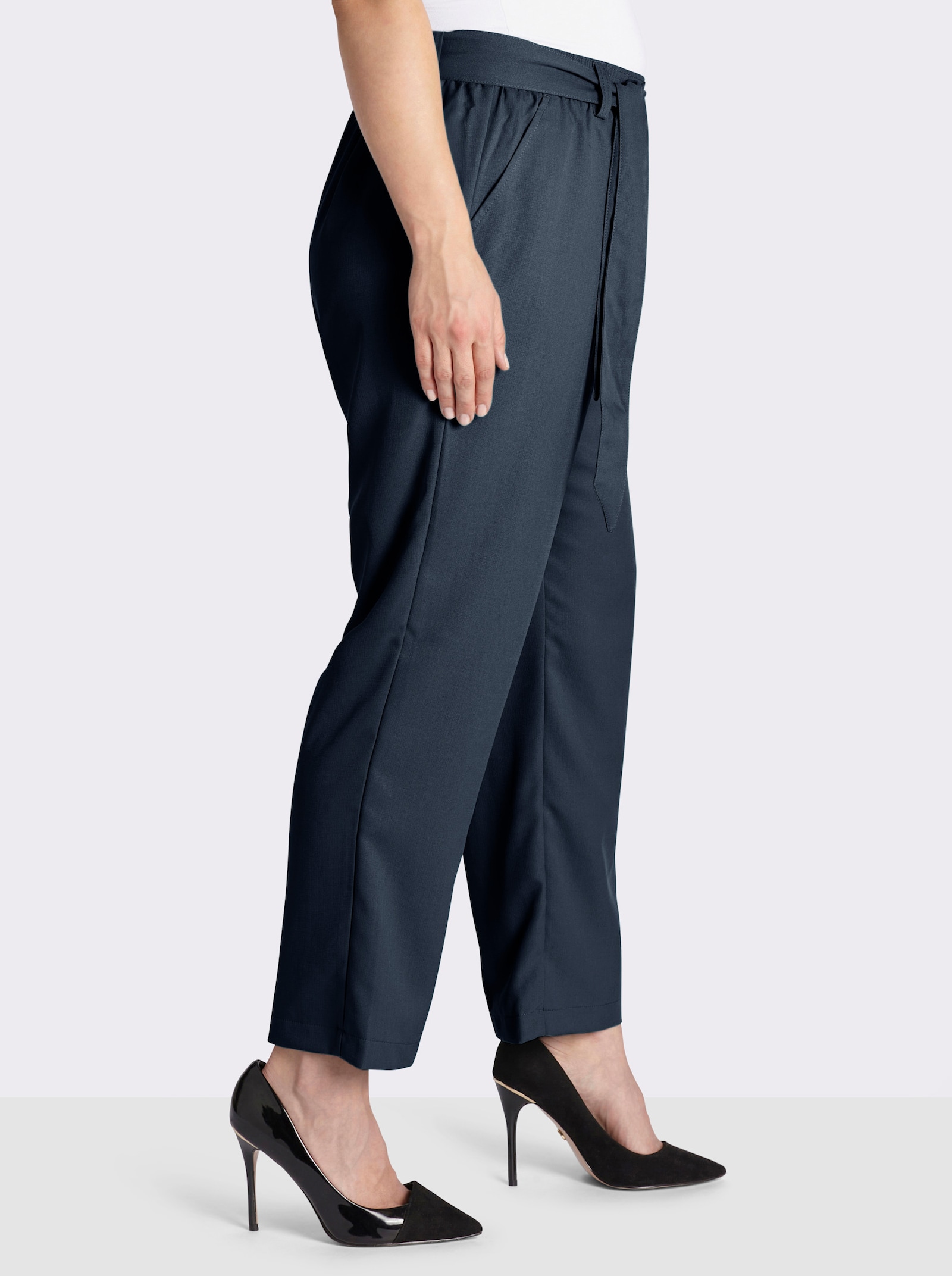Palazzohose mit Bindegürtel - marine