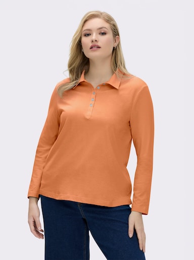 Langarm-Poloshirt in reiner Baumwoll-Qualität - orange