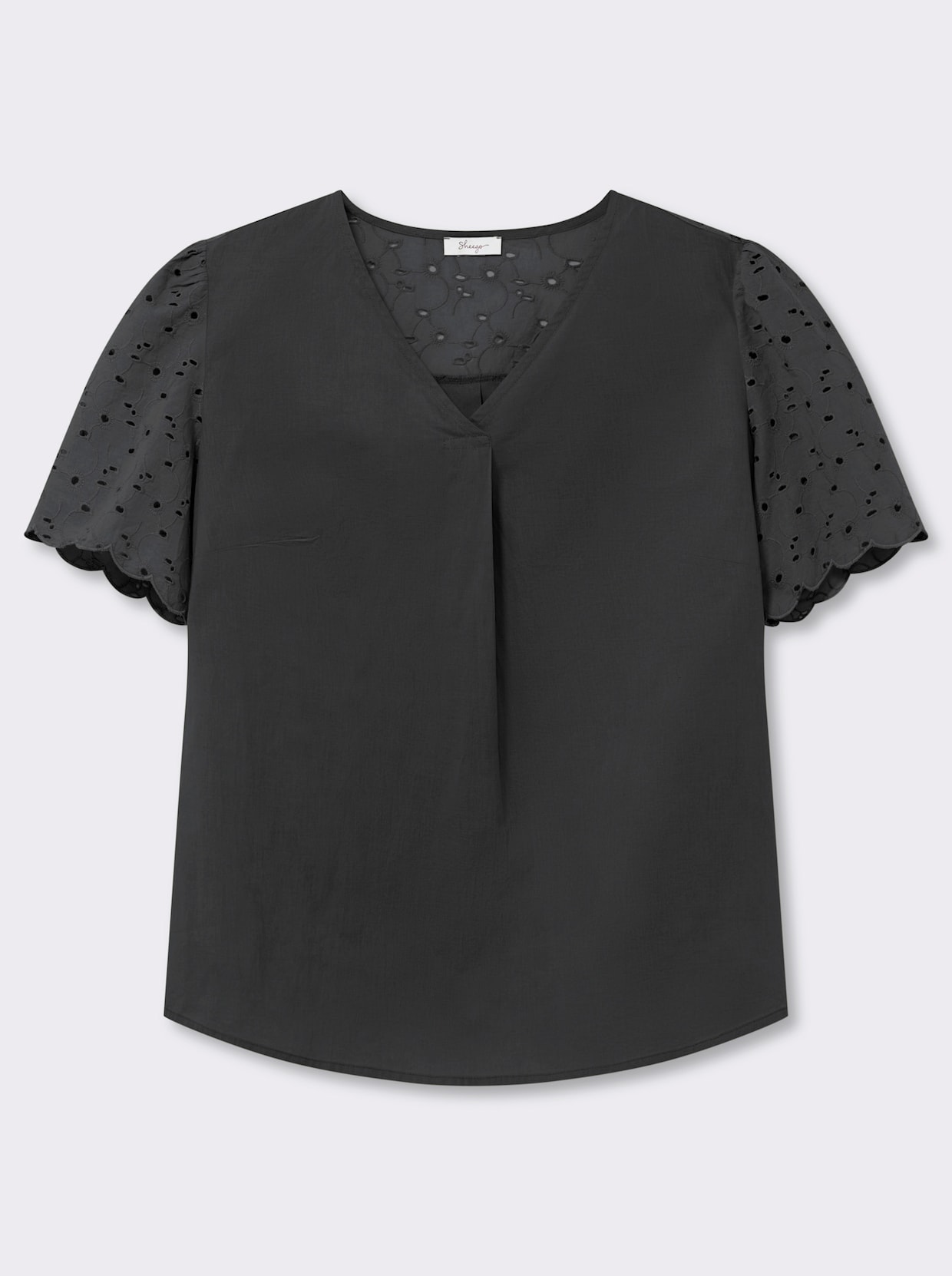 sheego Tunika mit Lockstickerei - schwarz