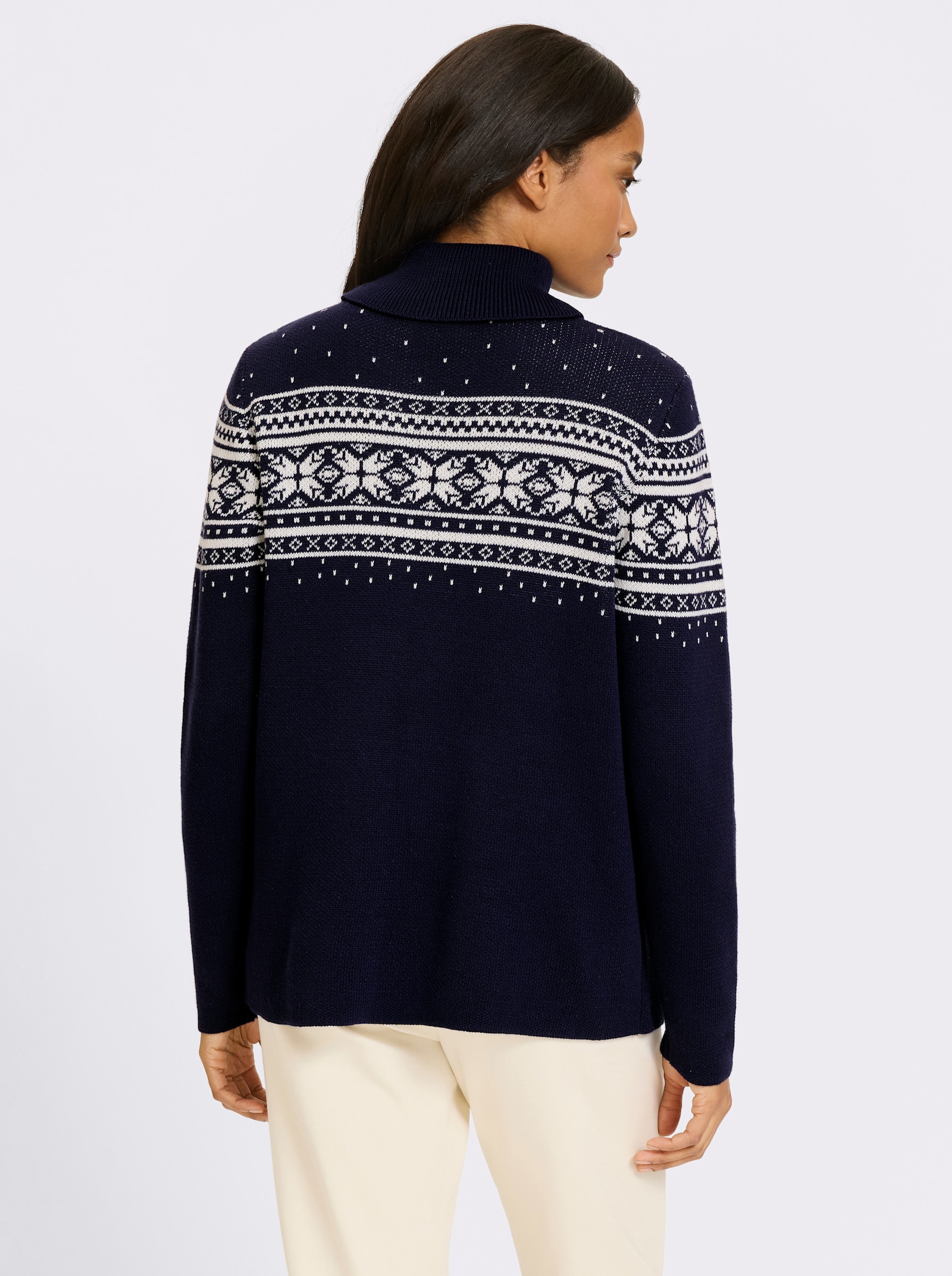 heine Jacquard-Pullover mit Norweger-Muster - marine-ecru-gemustert