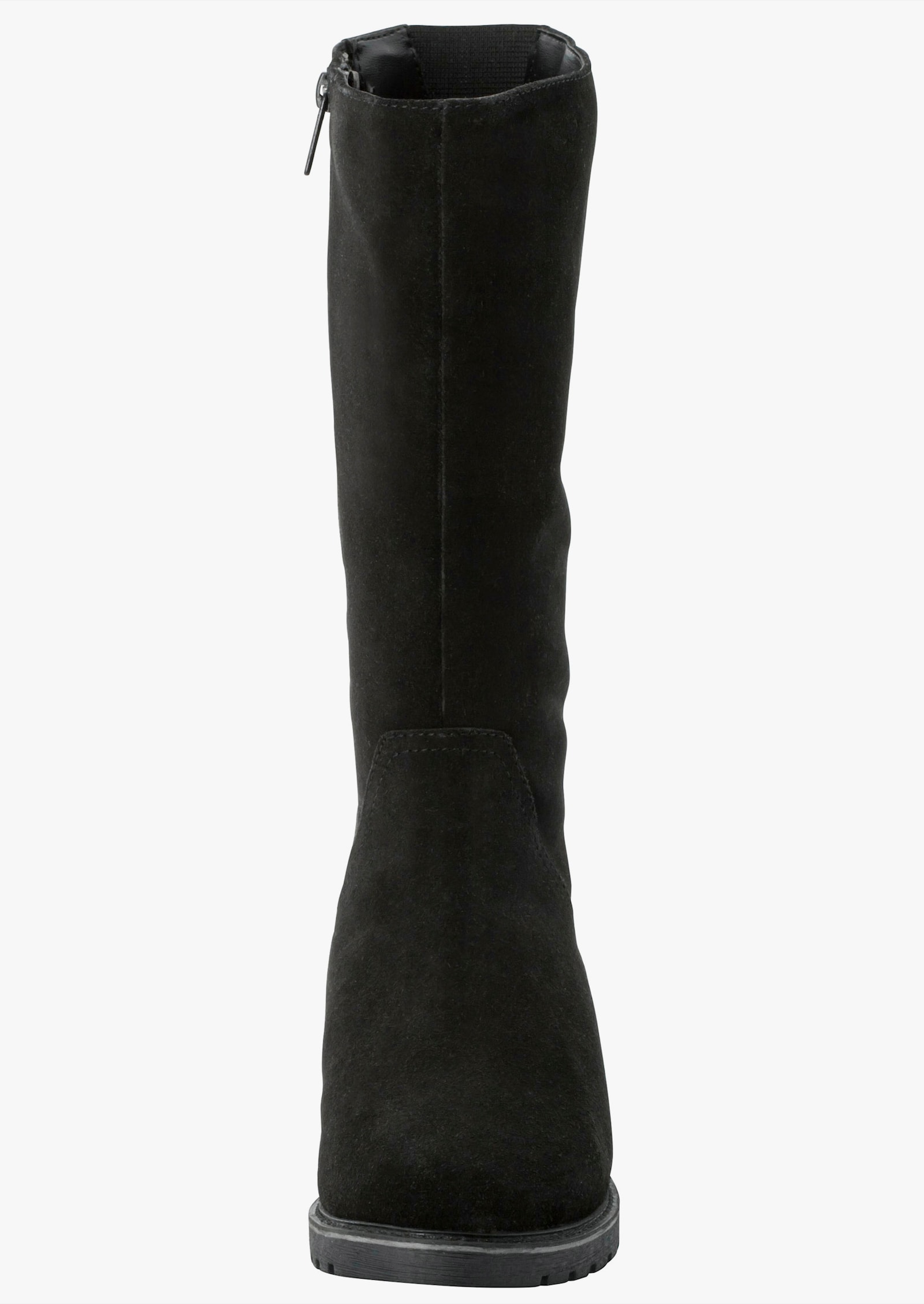 sheego Weitschaftstiefel aus Leder mit Fellimitat - schwarz