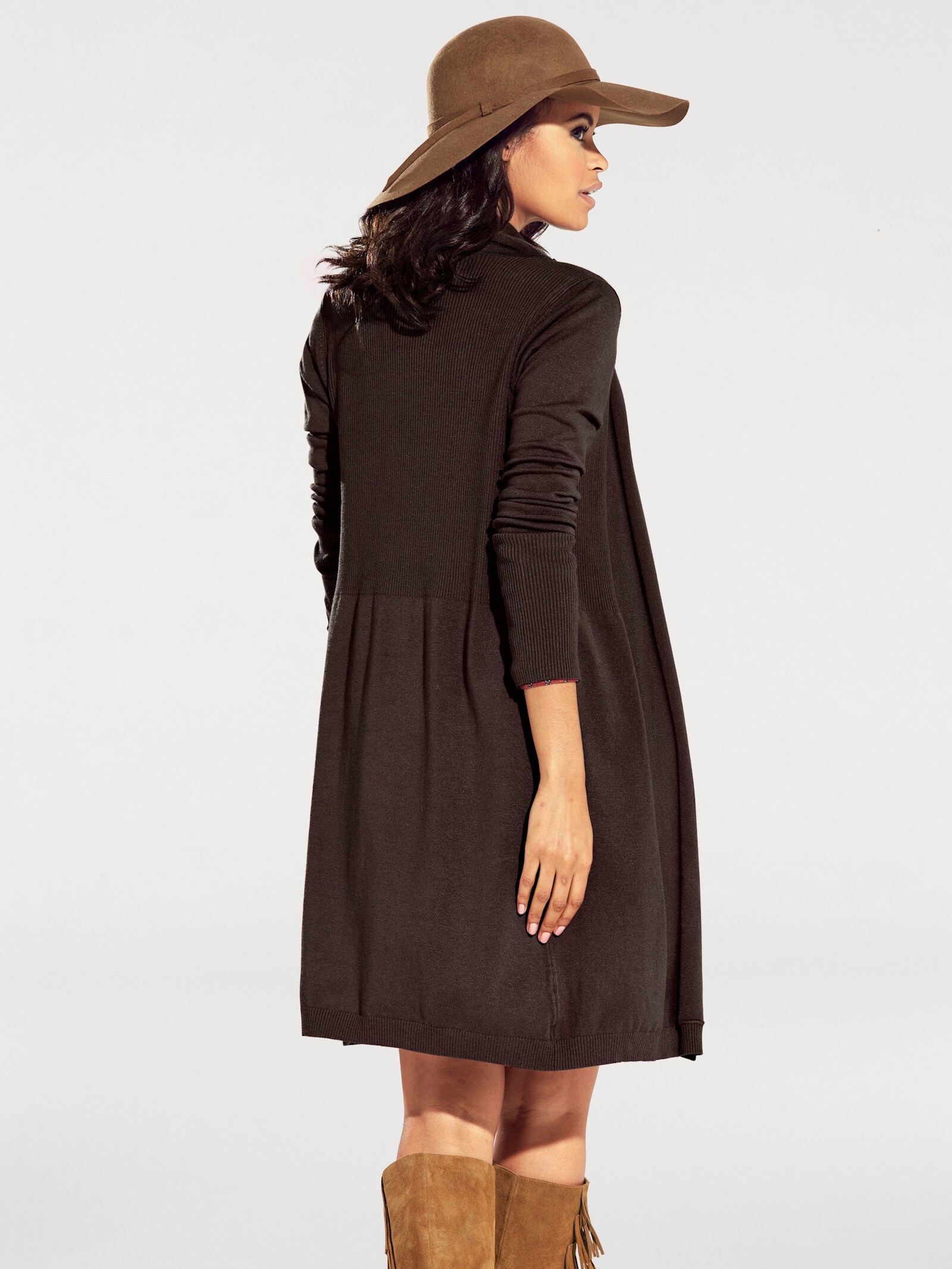 heine Lang vest van soepel fijntricot - bruin