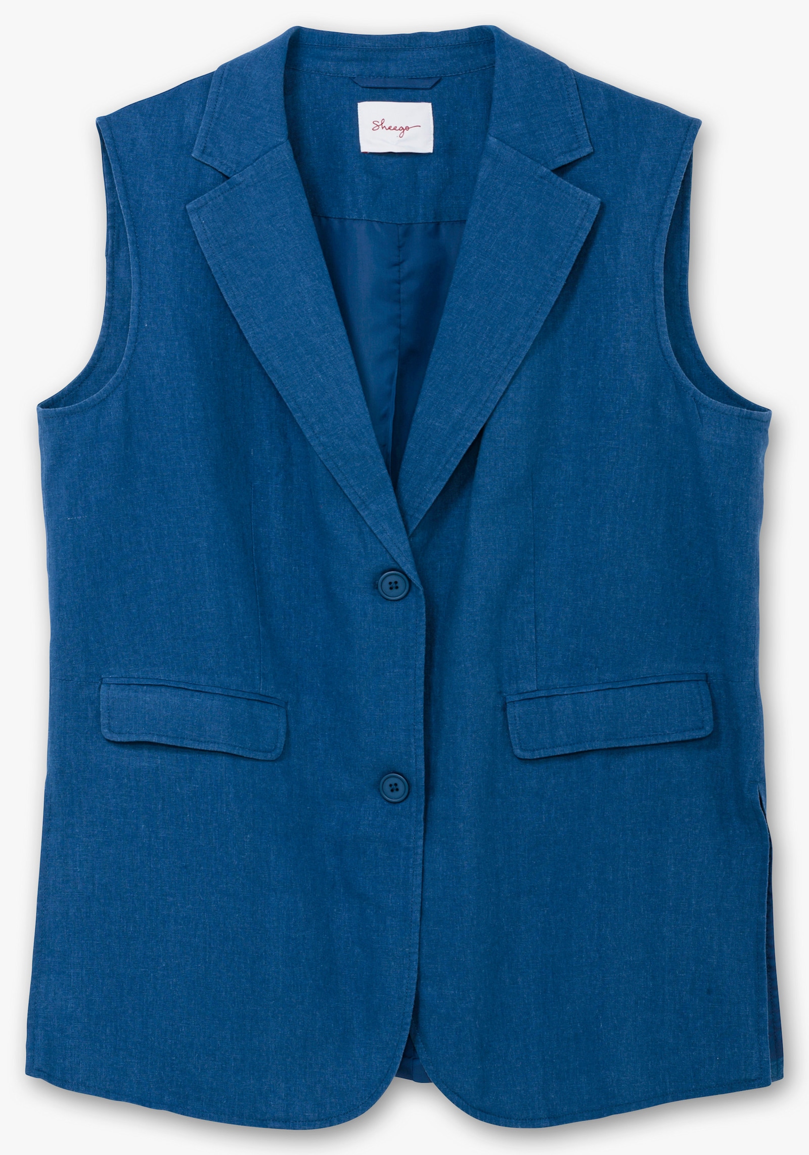 sheego Longweste mit Leinen - blaubeere