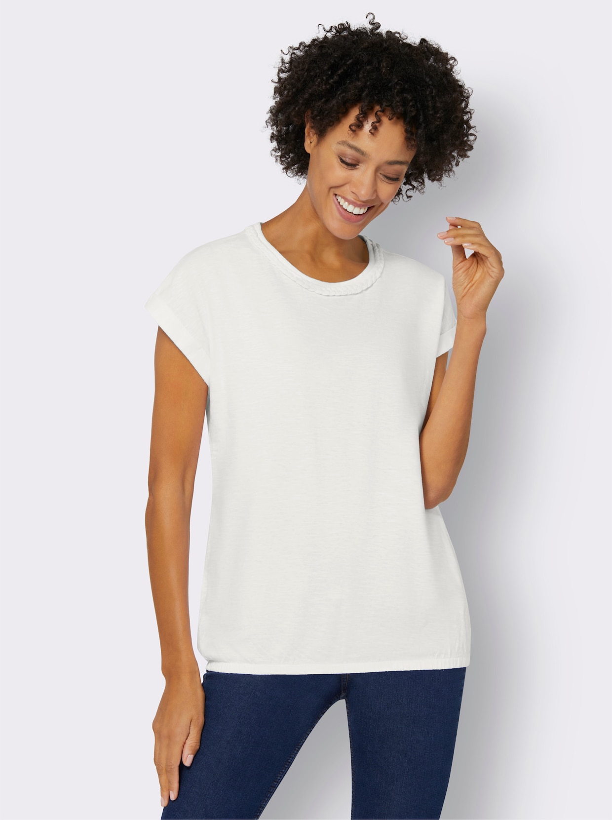 Shirt met ronde hals - wit