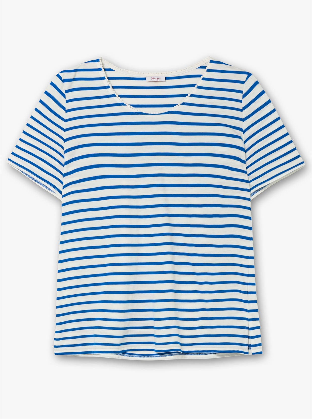 sheego Shirt met ronde hals - ecru gestreept