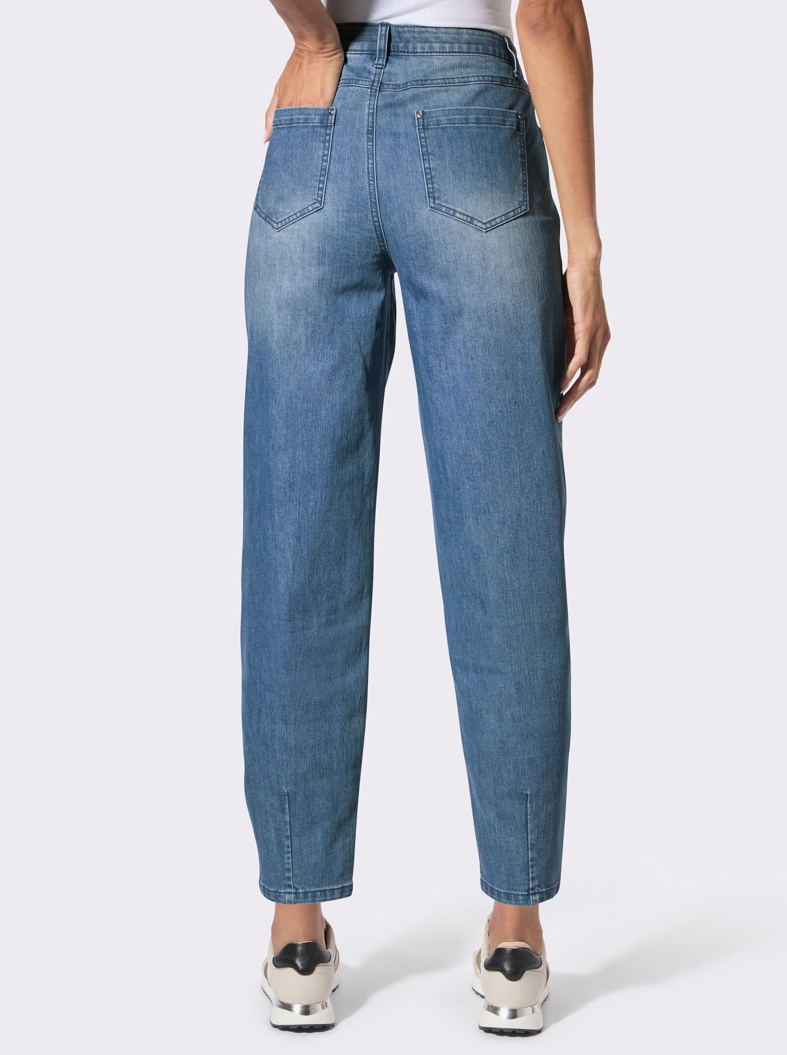 Baumwoll-Jeans mit Pailletten - blue-bleached