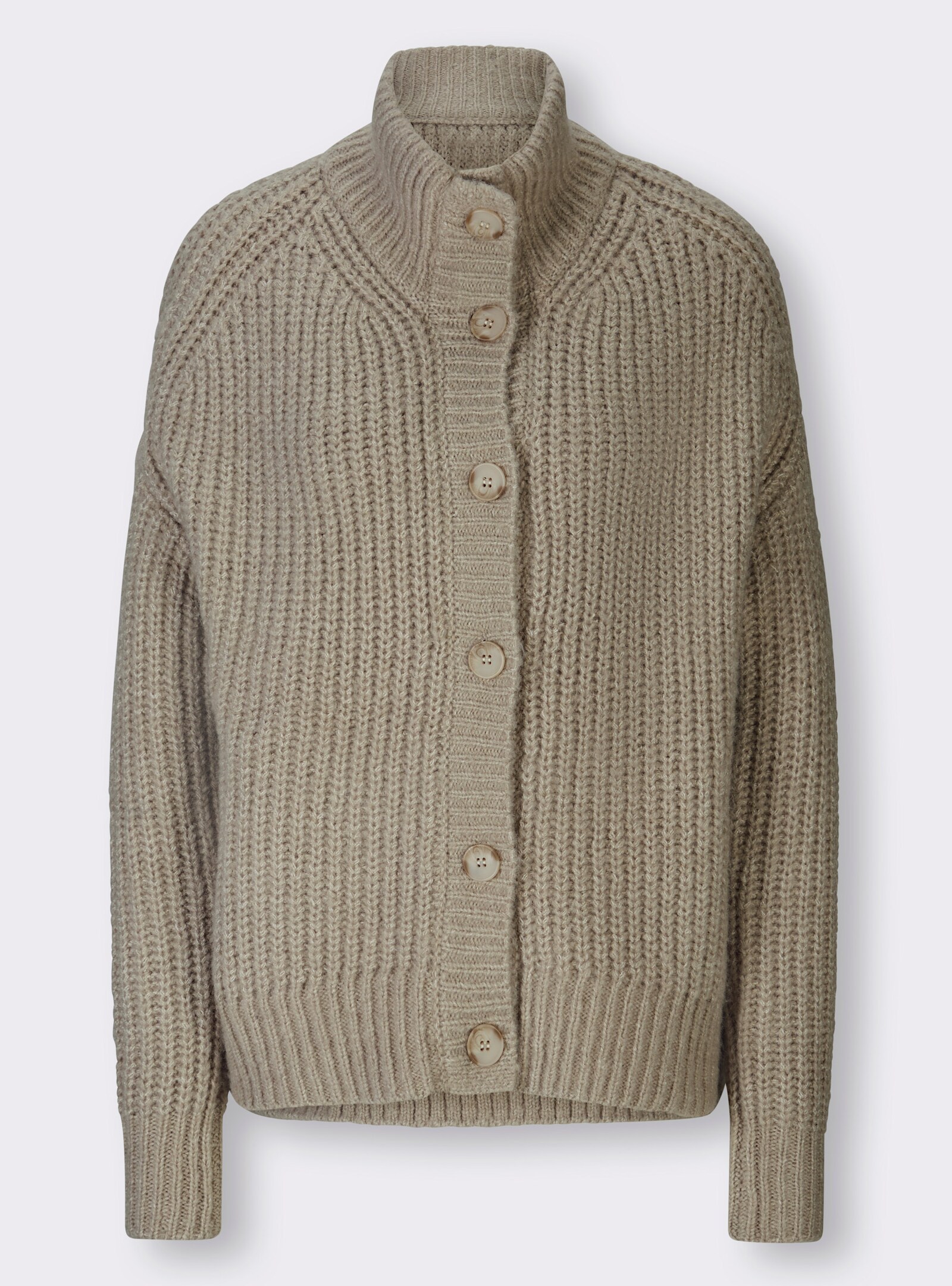 heine Strickjacke mit variablem Kragen - schlamm-meliert