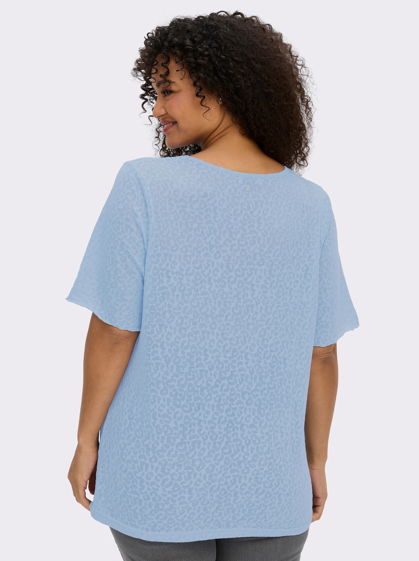 sheego V-Shirt in Ausbrenner-Optik - eisblau