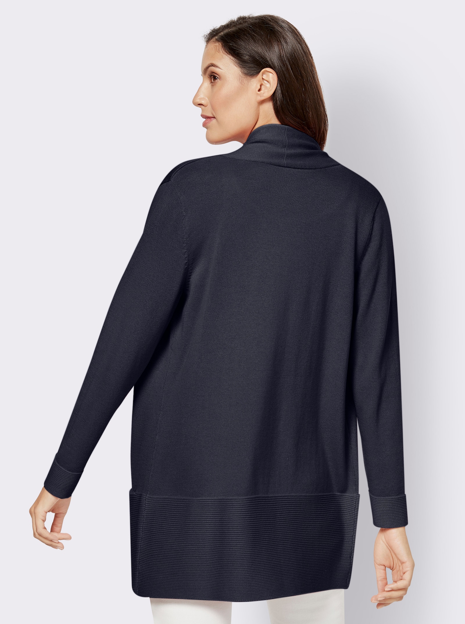 Longstrickjacke mit Schalkragen - marine