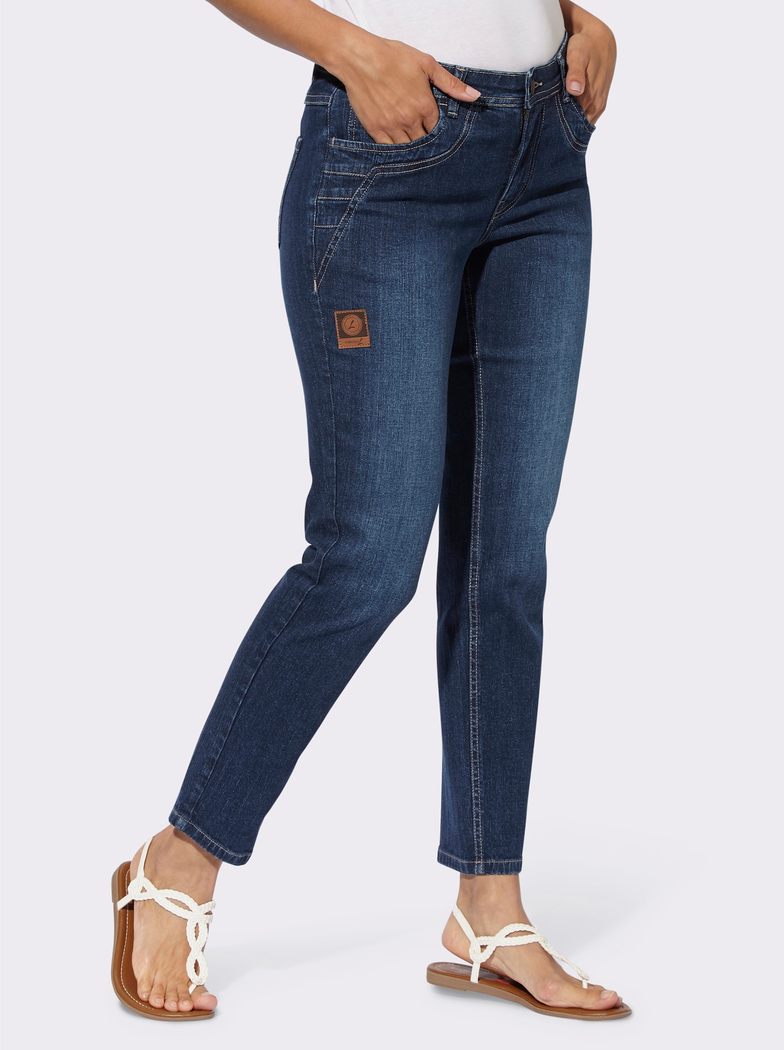 5-Pocket-Jeans mit Ziernähten - blue-stone-washed