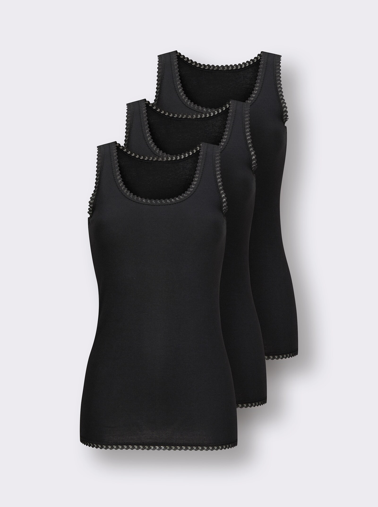 Trägerhemd mit Spitze - schwarz
