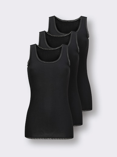 Trägerhemd mit Spitze - schwarz