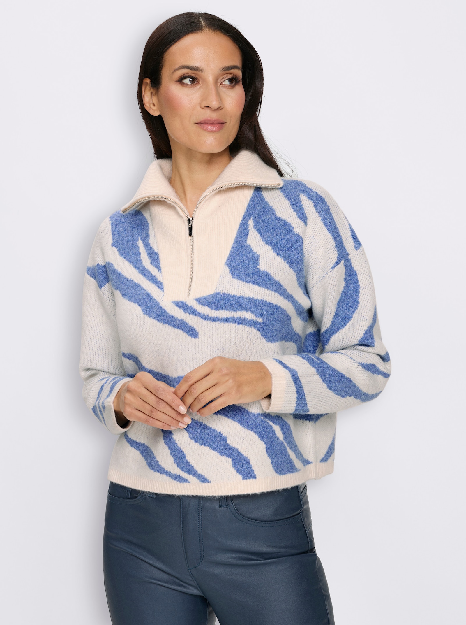 heine Troyer im Zebra-Dessin - champagner-taubenblau-gemustert