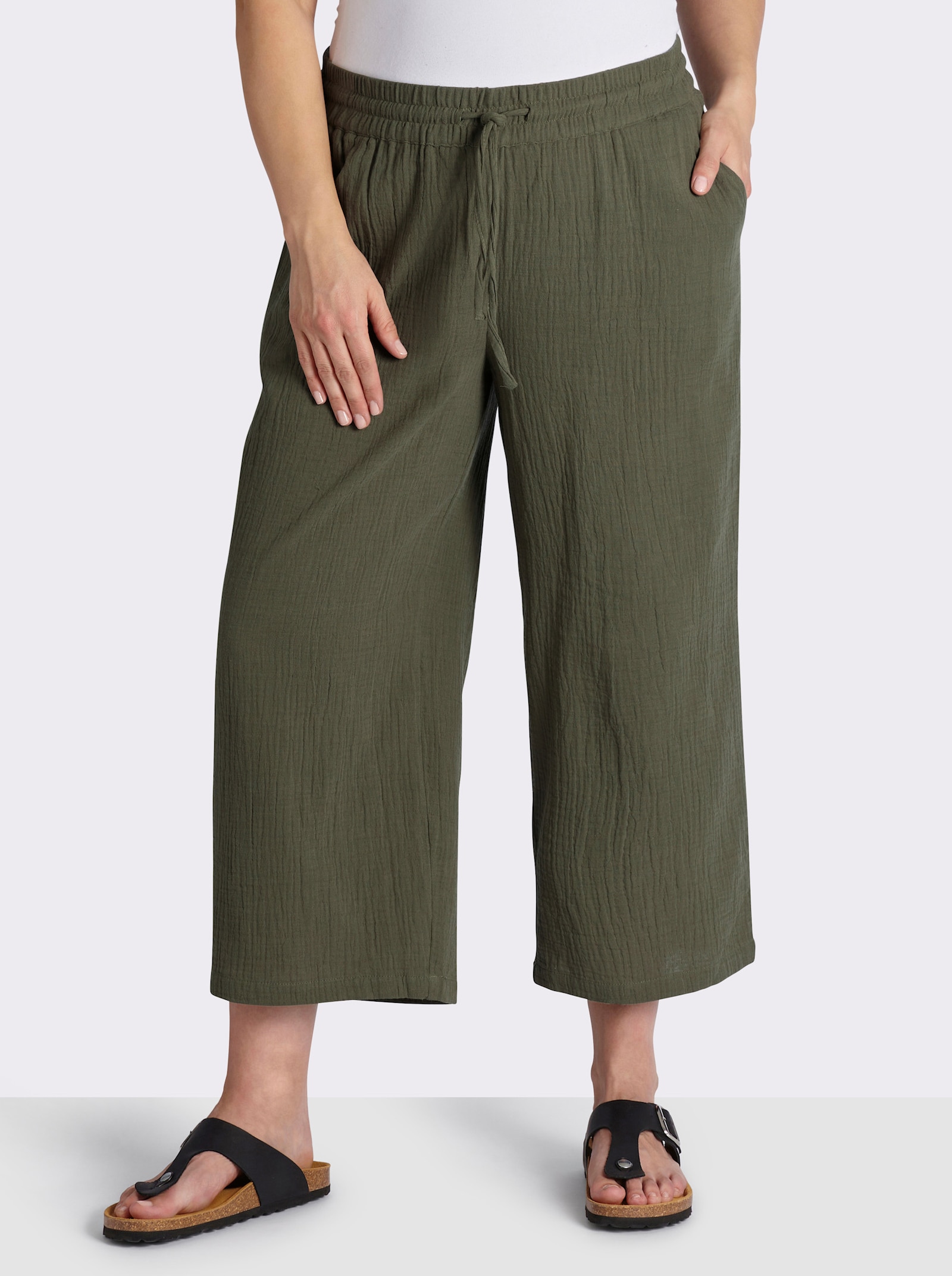 Culotte in Struktur-Qualität - khaki