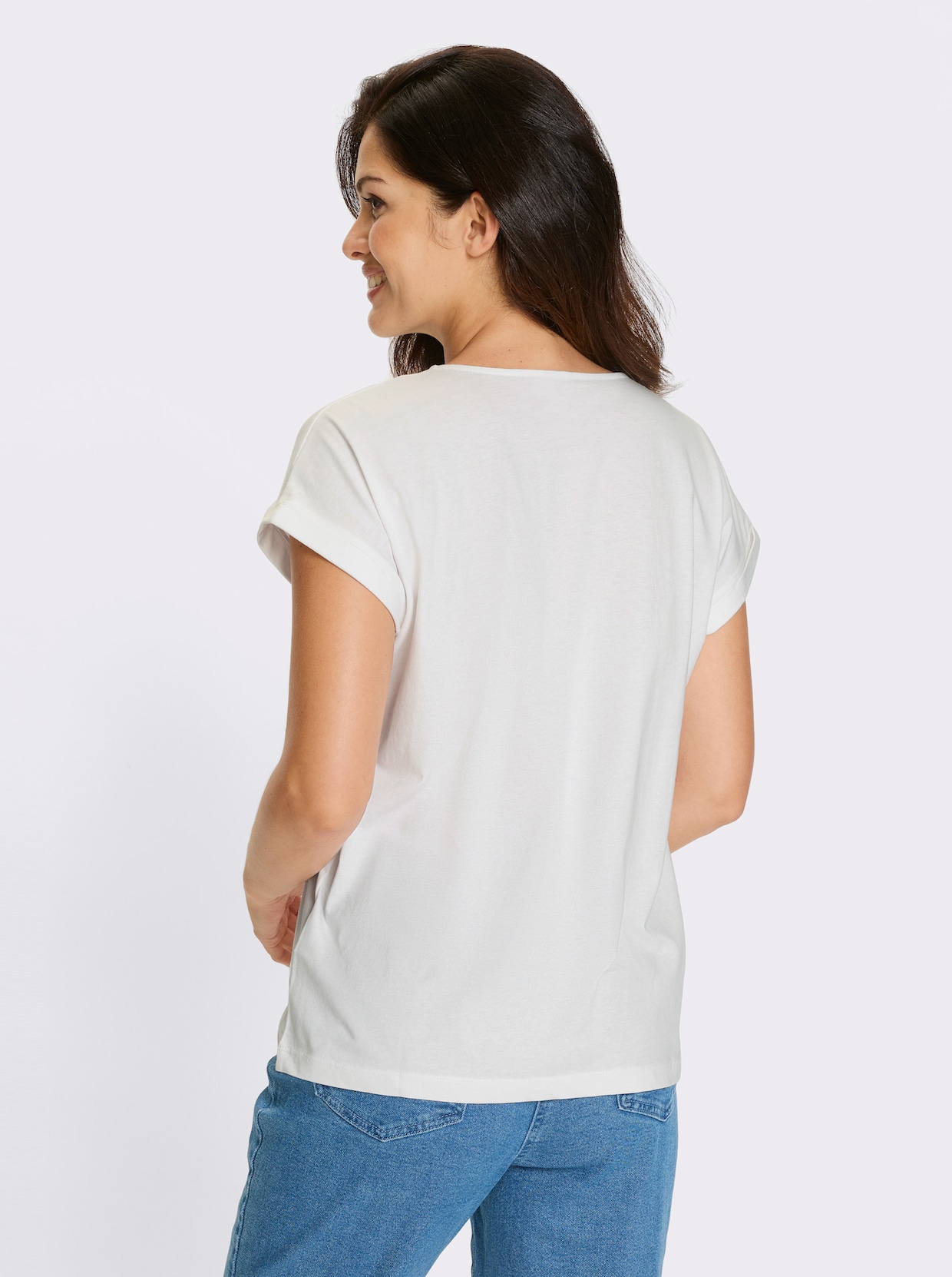 Kurzarmshirt - weiß-gelb
