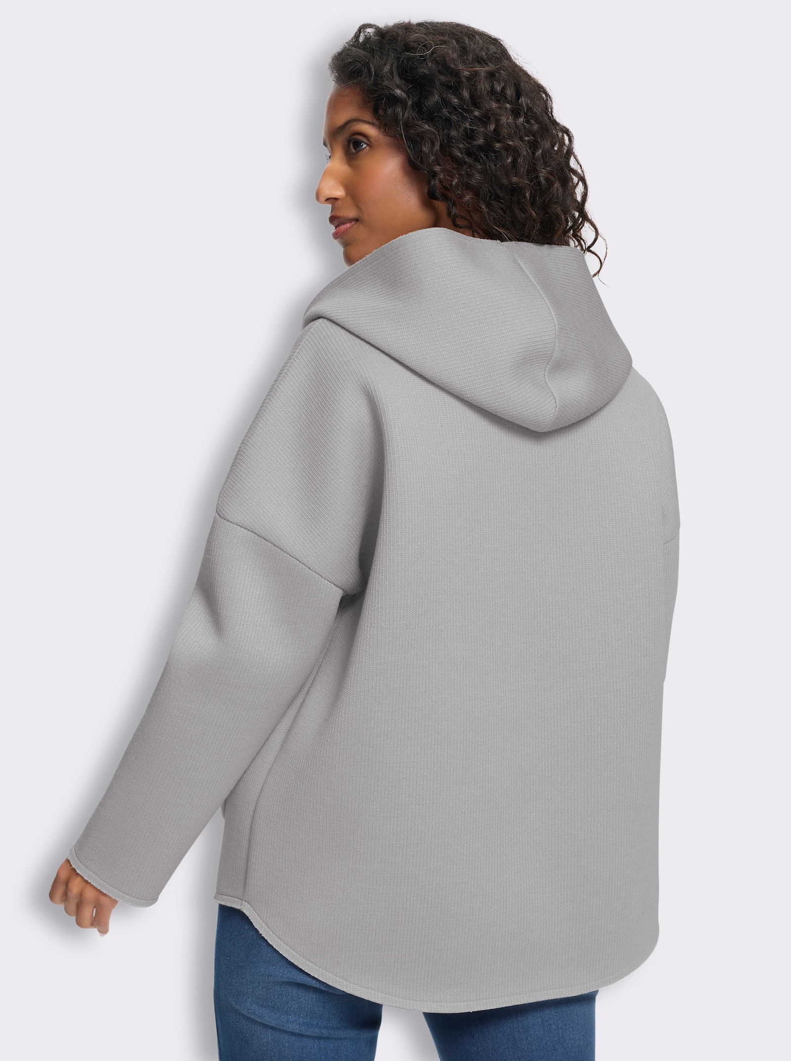 heine Shirtjacke im Materialmix - steingrau