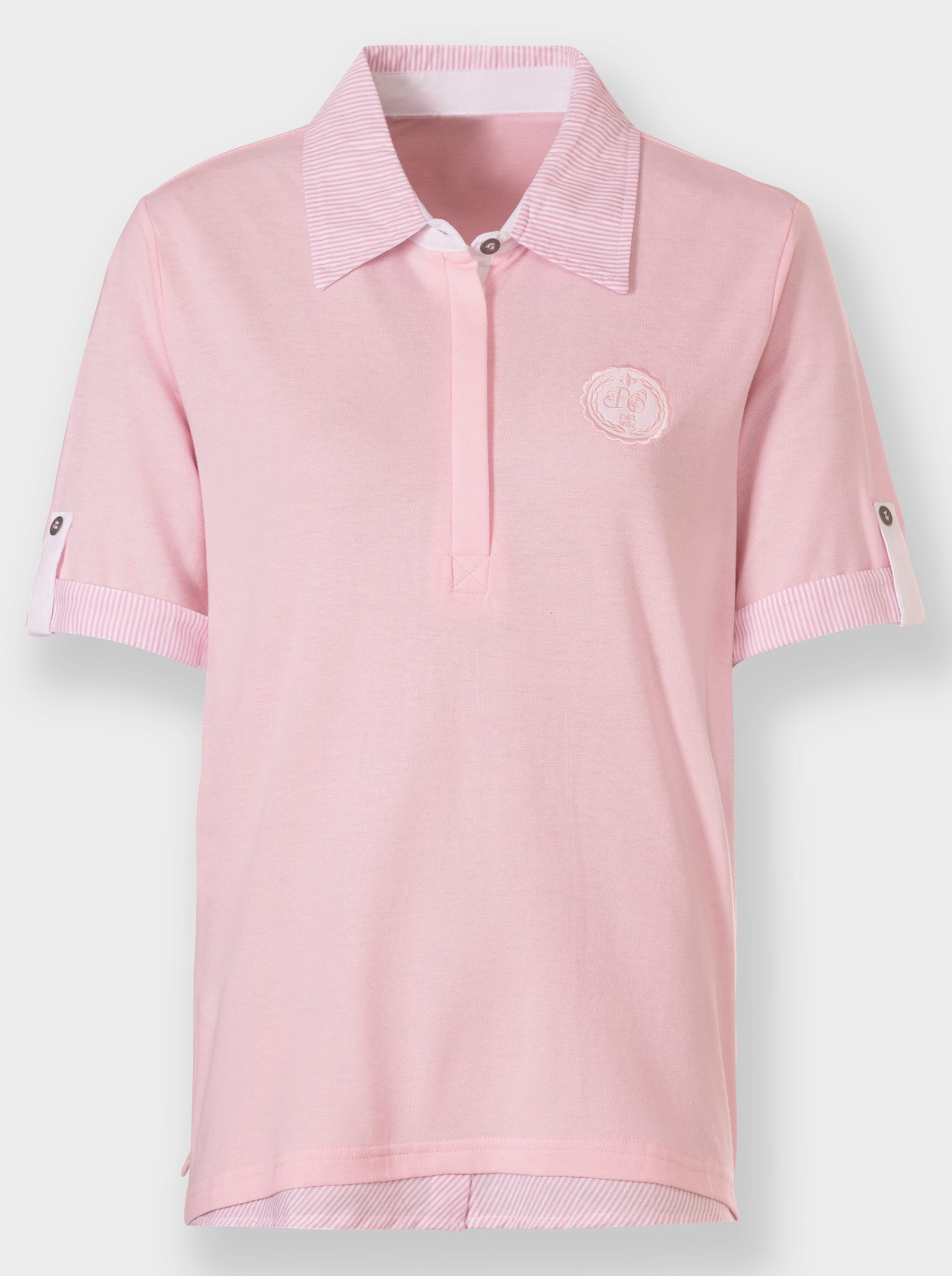 Poloshirt mit Stickerei und Emblem - rosé