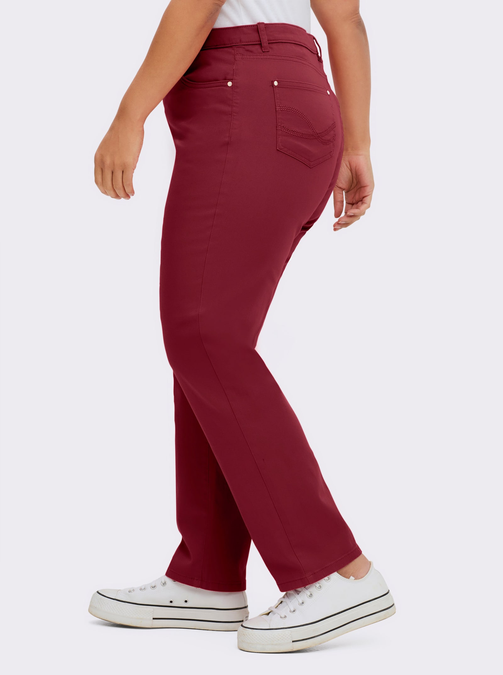 5-Pocket-Jeans mit bestickten Gesäßtaschen - dunkelrot