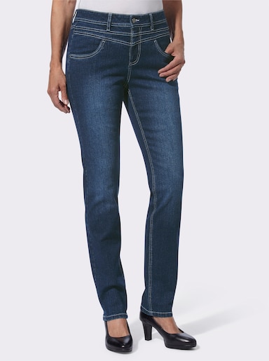 Jeans mit Kontraststickerei hinten - blue-stone-washed