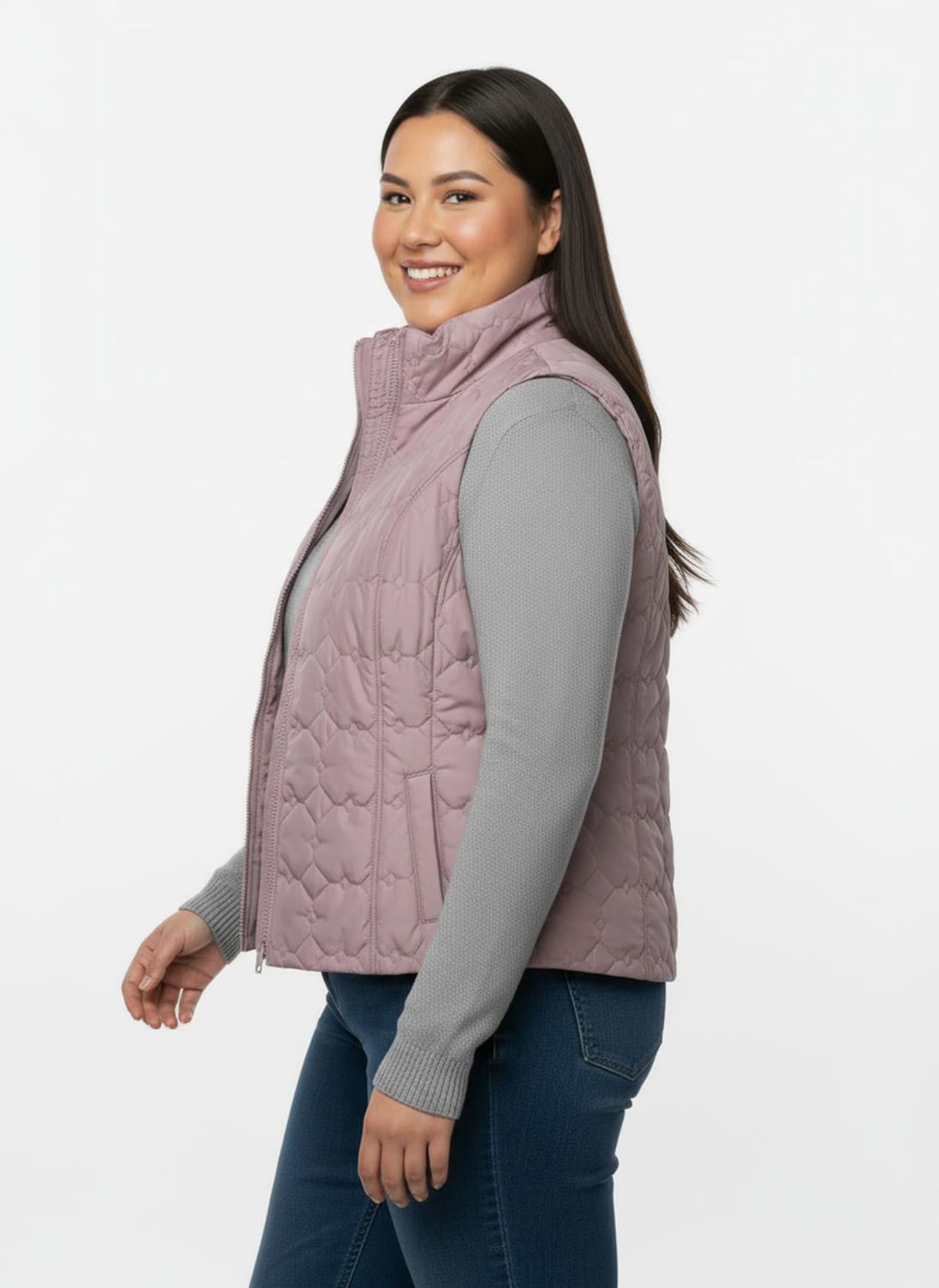 Steppweste mit wärmendem Stehkragen - mauve