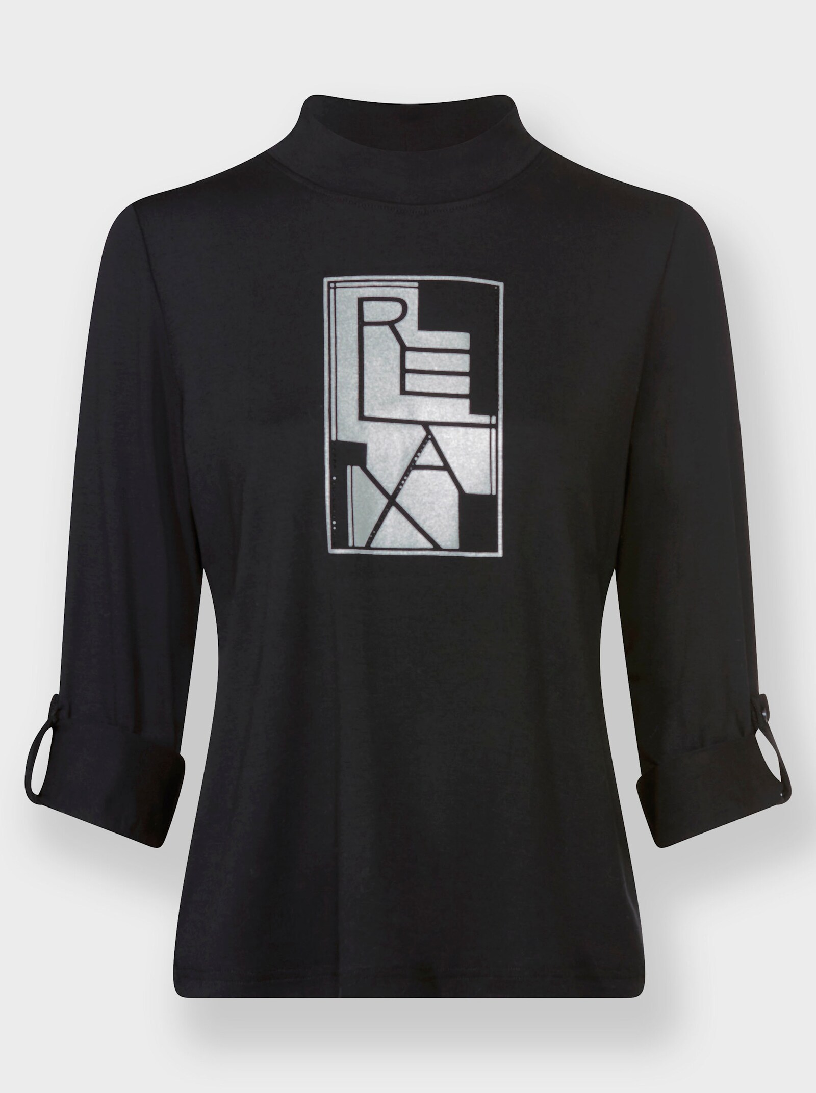 Shirt mit silberfarbigem Druck - schwarz