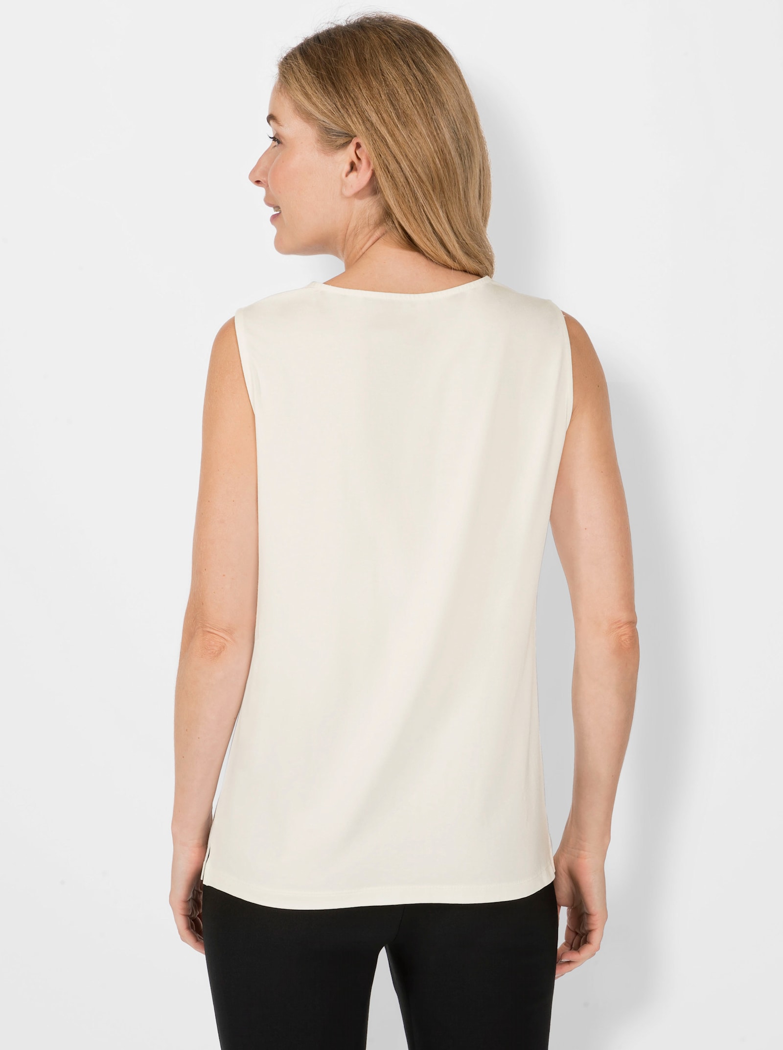 Shirttop mit Spitze am Ausschnitt - ecru