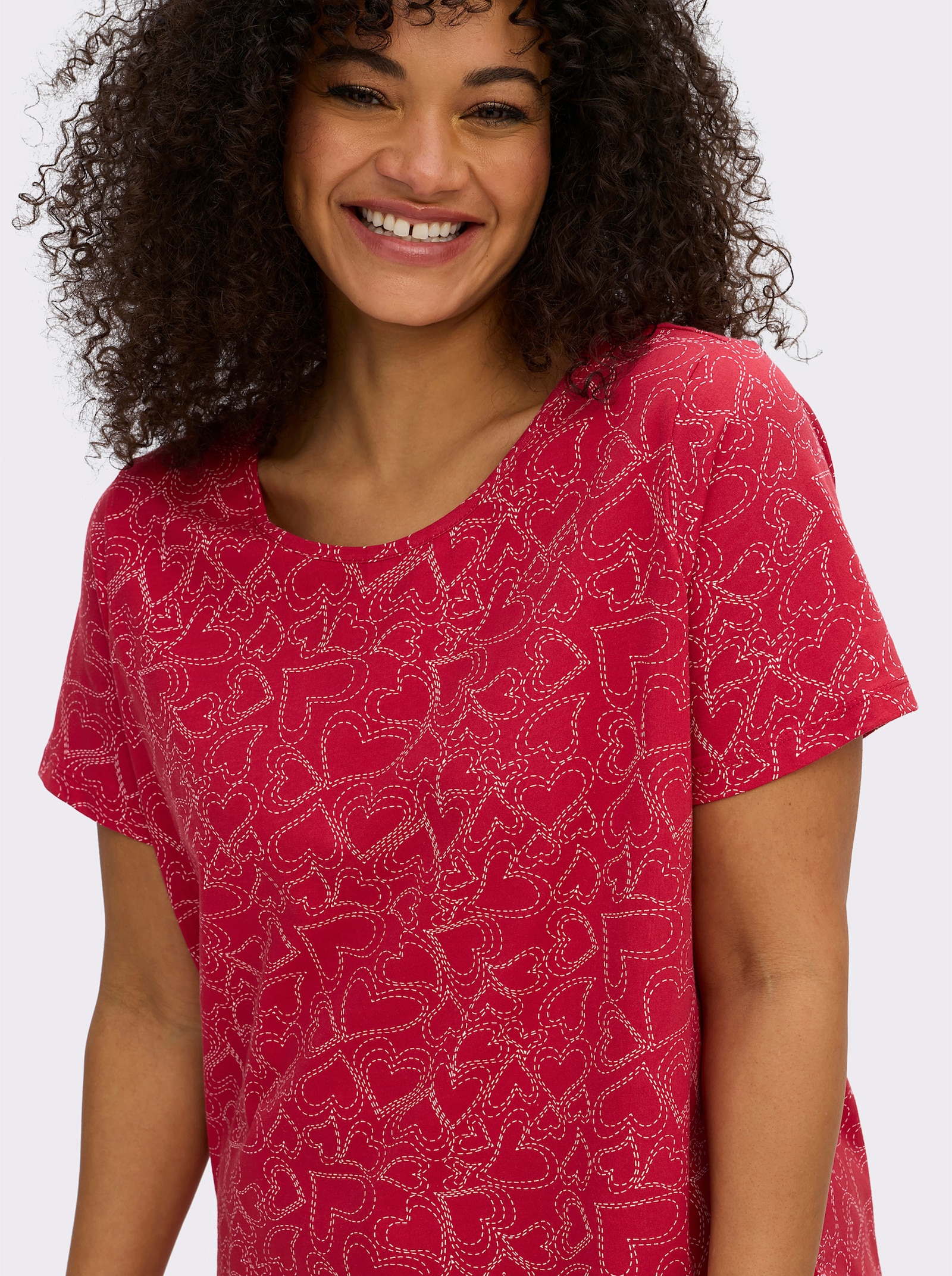 T-Shirt mit Herzchen-Dessin - erdbeere-bedruckt