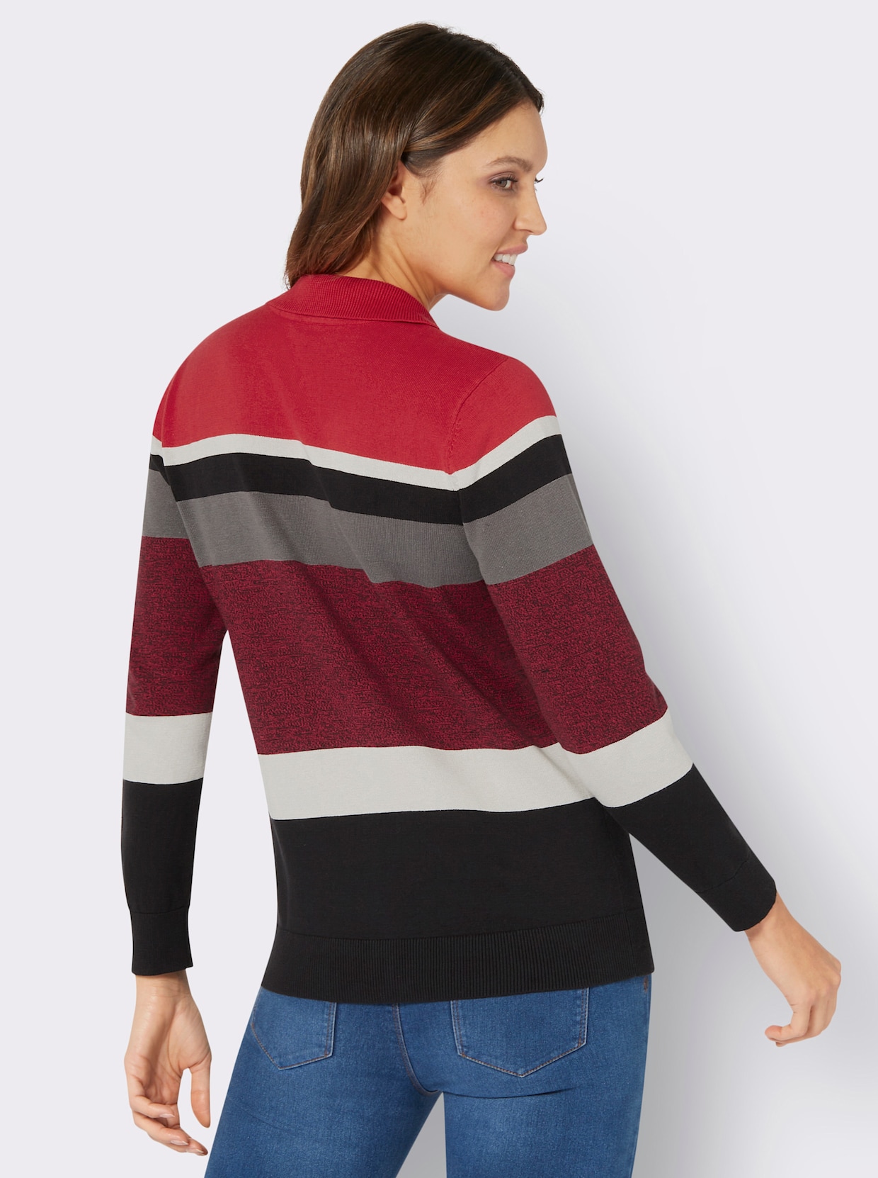 Polopullover - rood/zwart gestreept