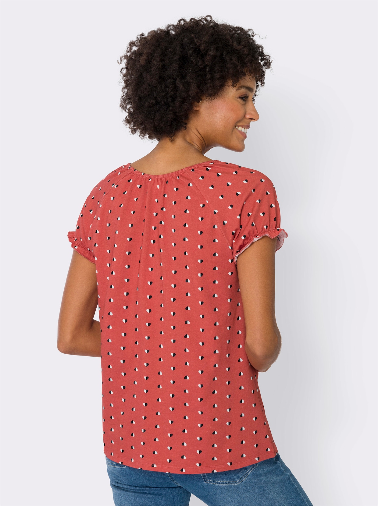 Kurzarm-Shirt - grapefruit-marine-bedruckt