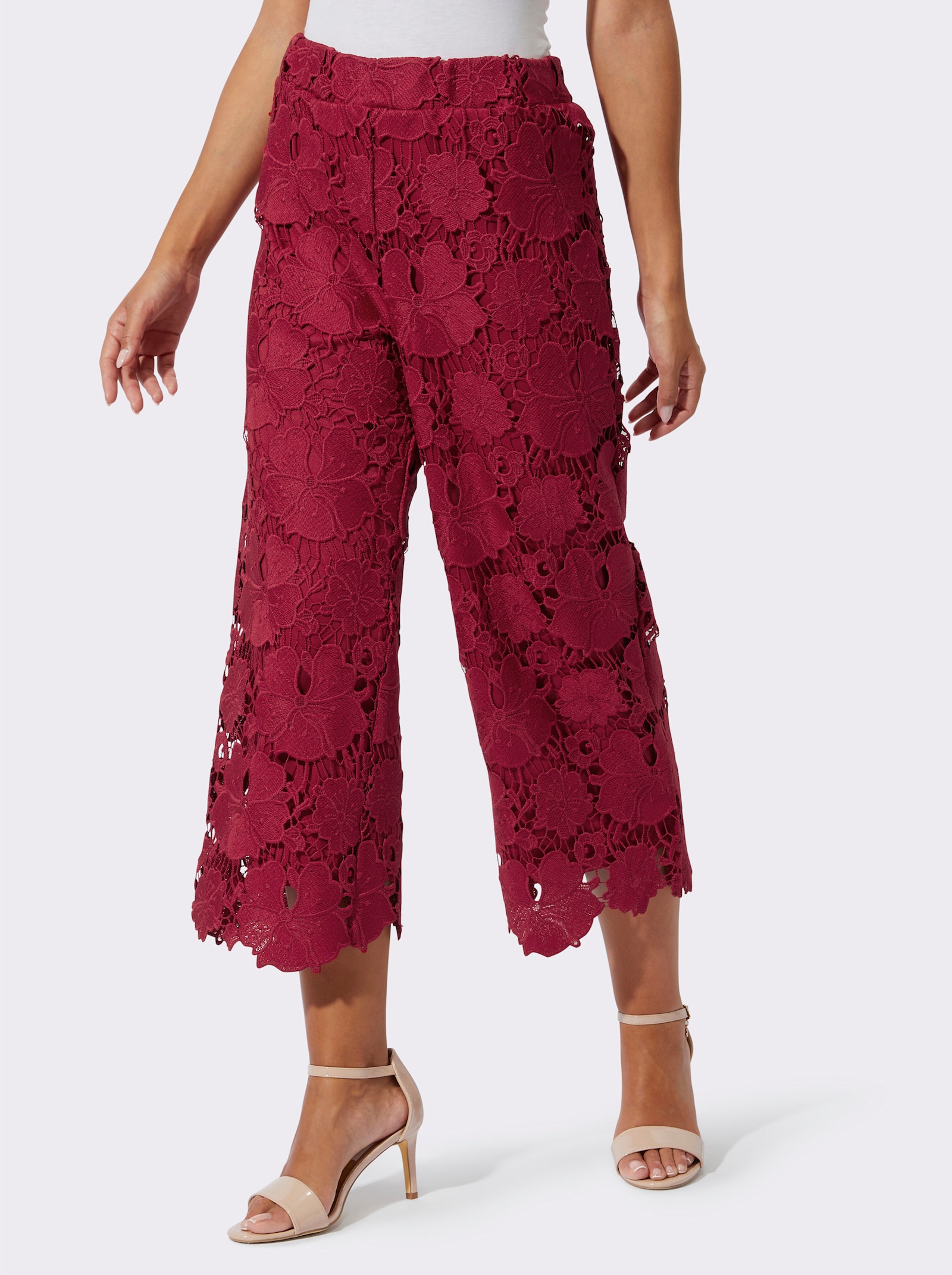 7/8-Hose mit gewellten Beinabschlüssen - kirsche