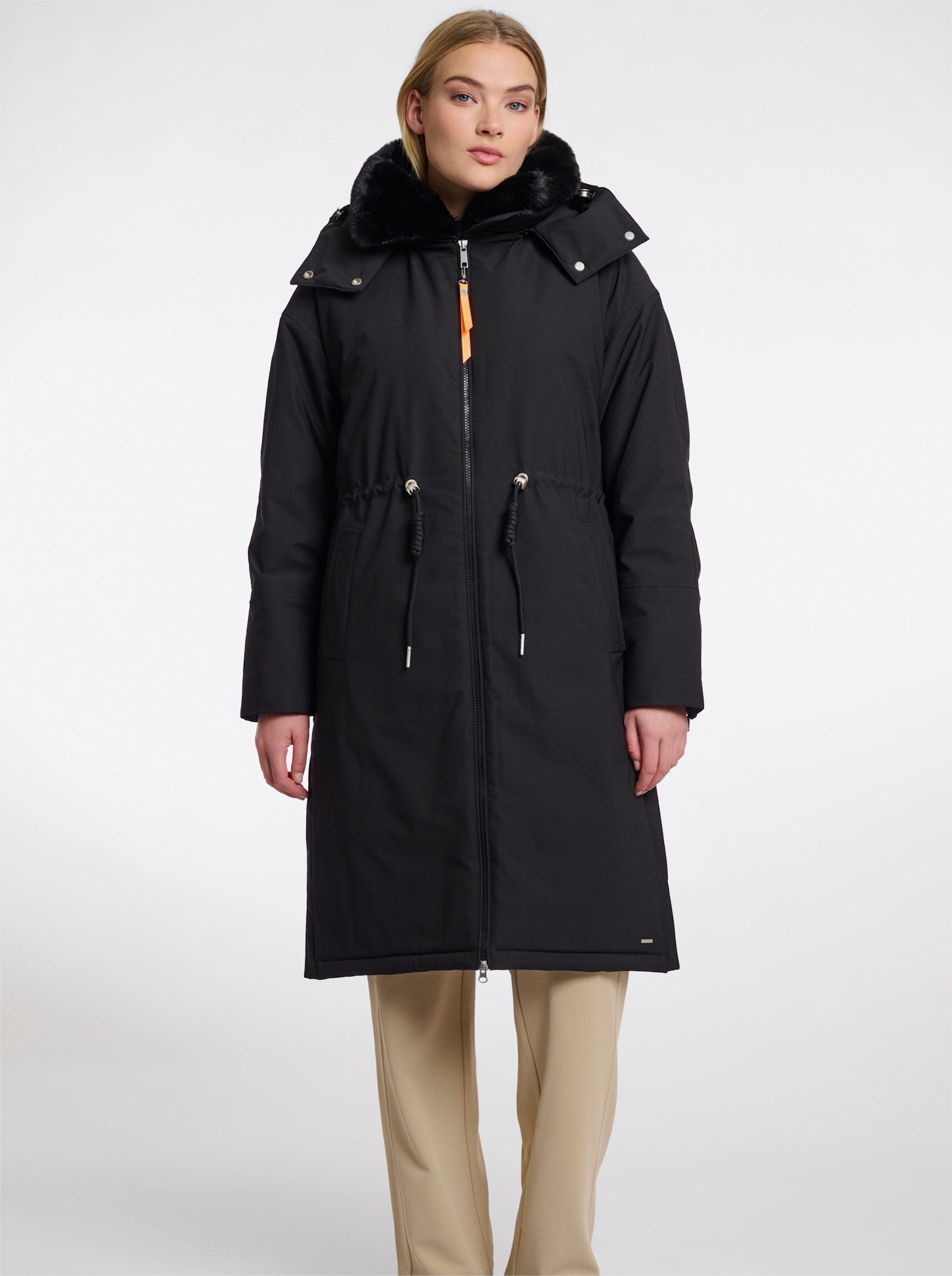 Rino & Pelle Wintermantel mit Seitenschlitzen - schwarz