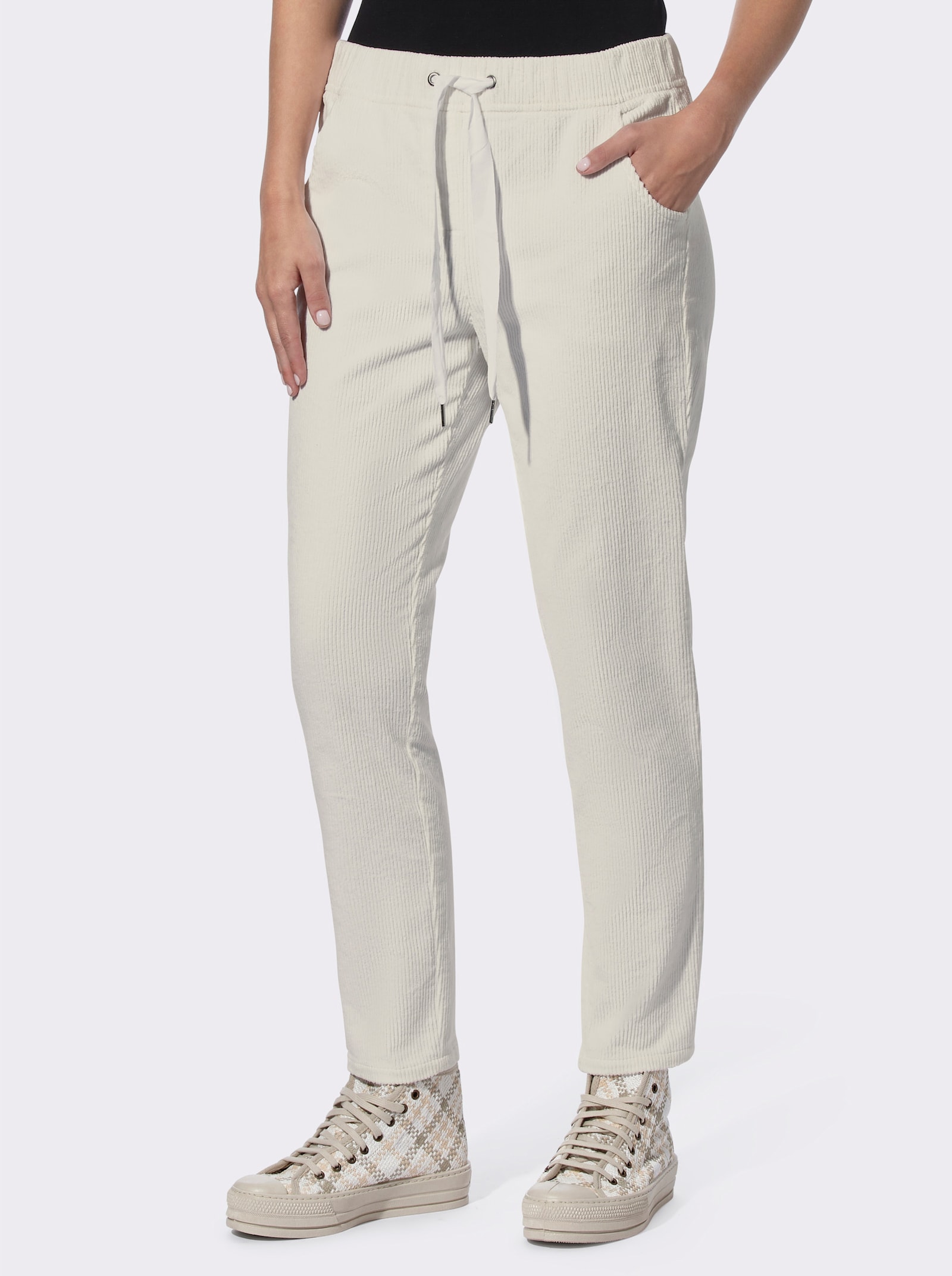 heine Comfortbroek van ribcord - ecru