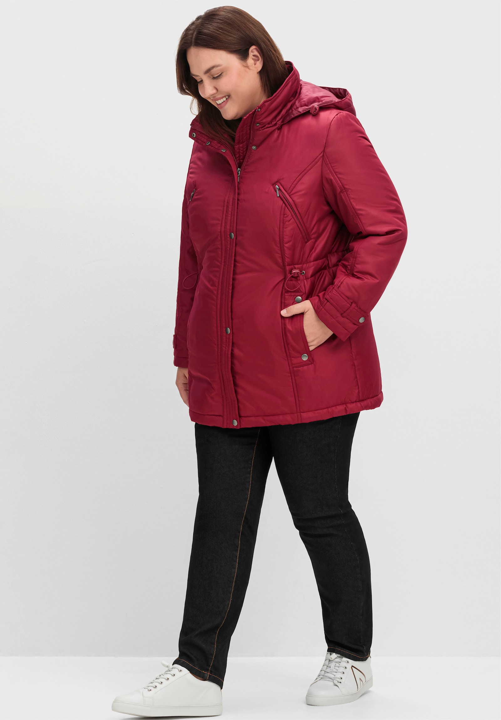  Steppjacke mit Weitenregulierung - weinrot