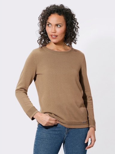 Rundhals-Pullover - camel