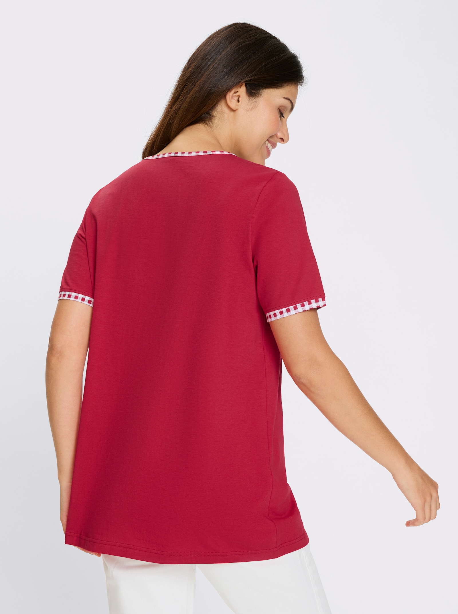 Longshirt mit Herzchen-Motiv - rot-weiss