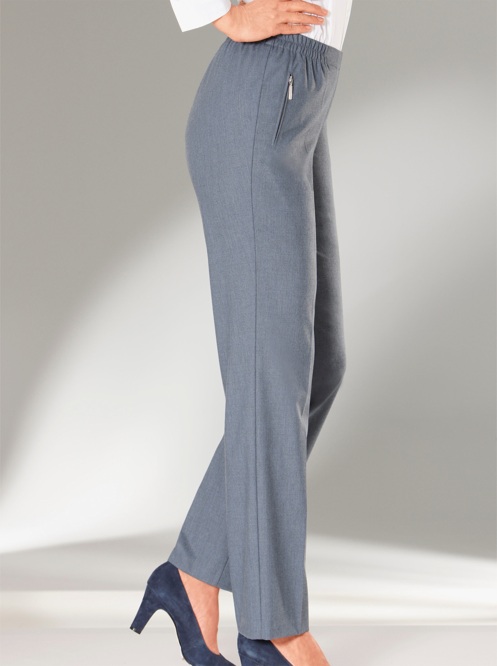 Adelina by Scheiter Hose in angerauter Winter-Qualität - rauchblau-meliert