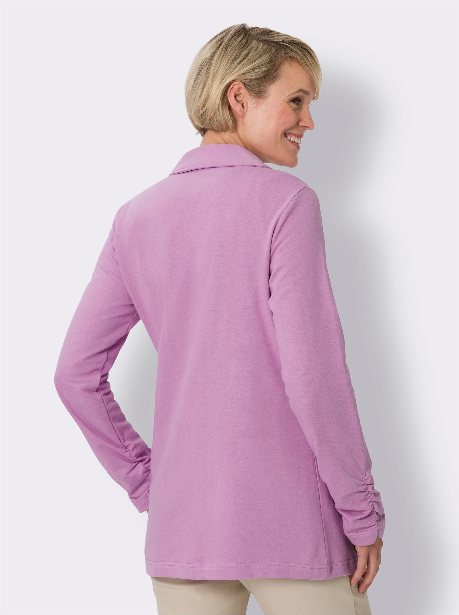 Sweatblazer am Ärmel gerafft - orchidee