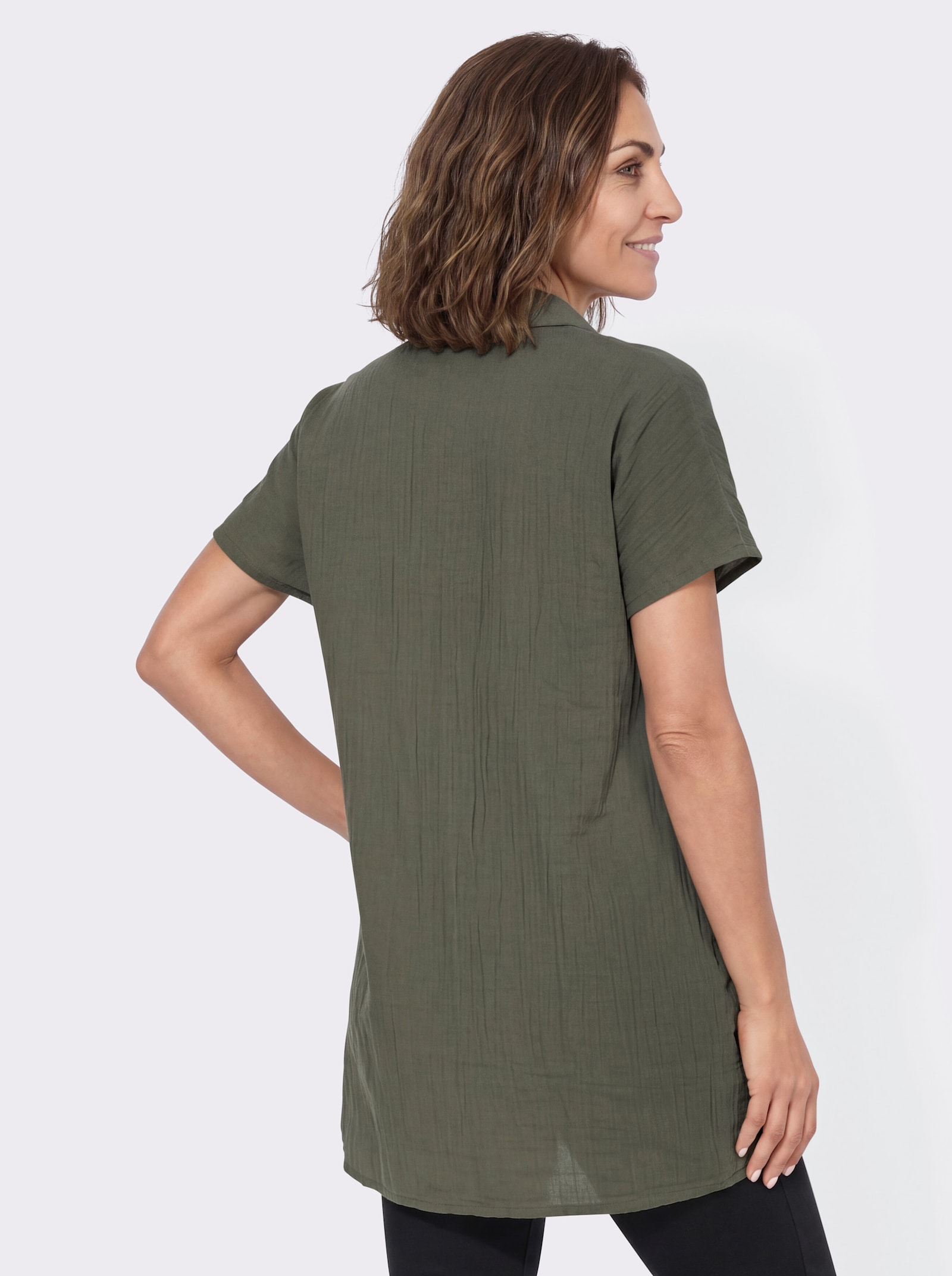 Longbluse mit Knopfleiste - khaki
