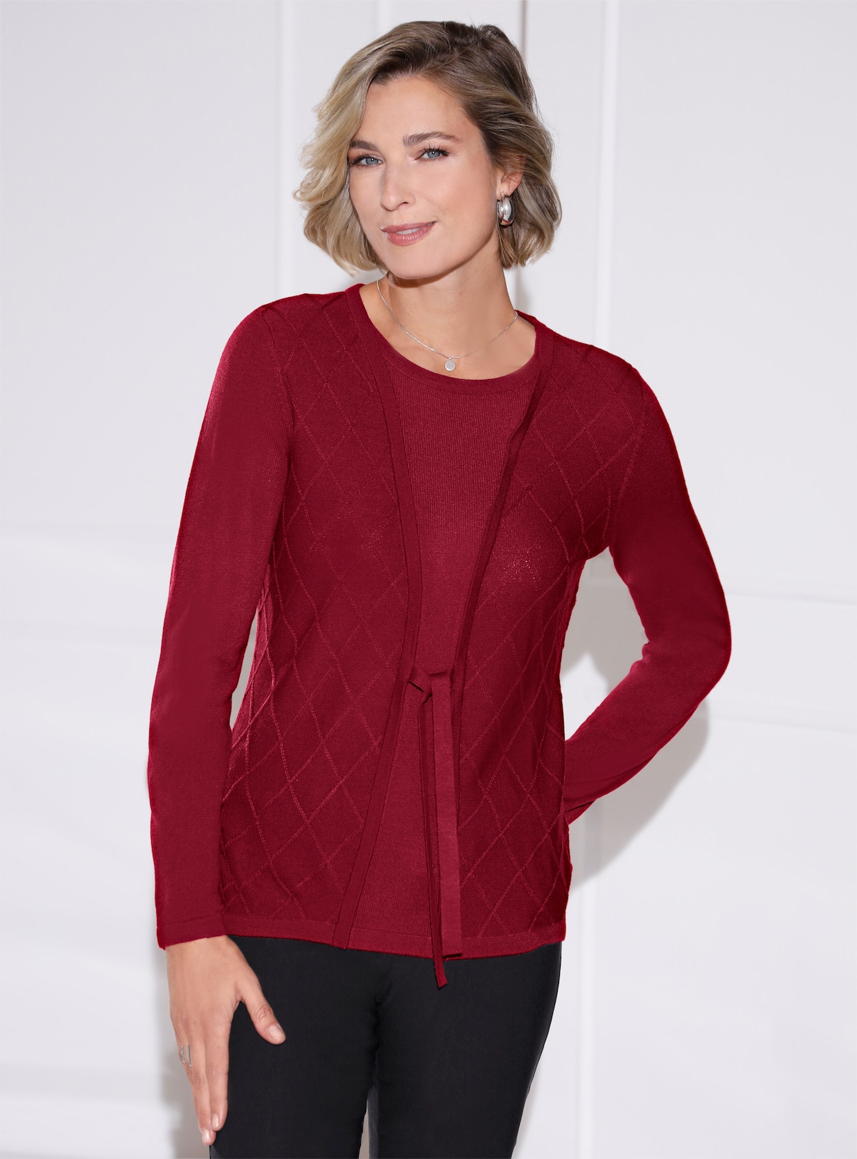 2-in-1-Pullover - kirsche